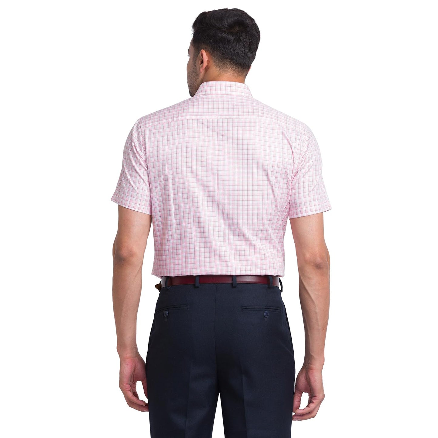 Park Avenue Men's Checkered Regular Fit Shirt (PMSL16538-R3_Medium Red 39)