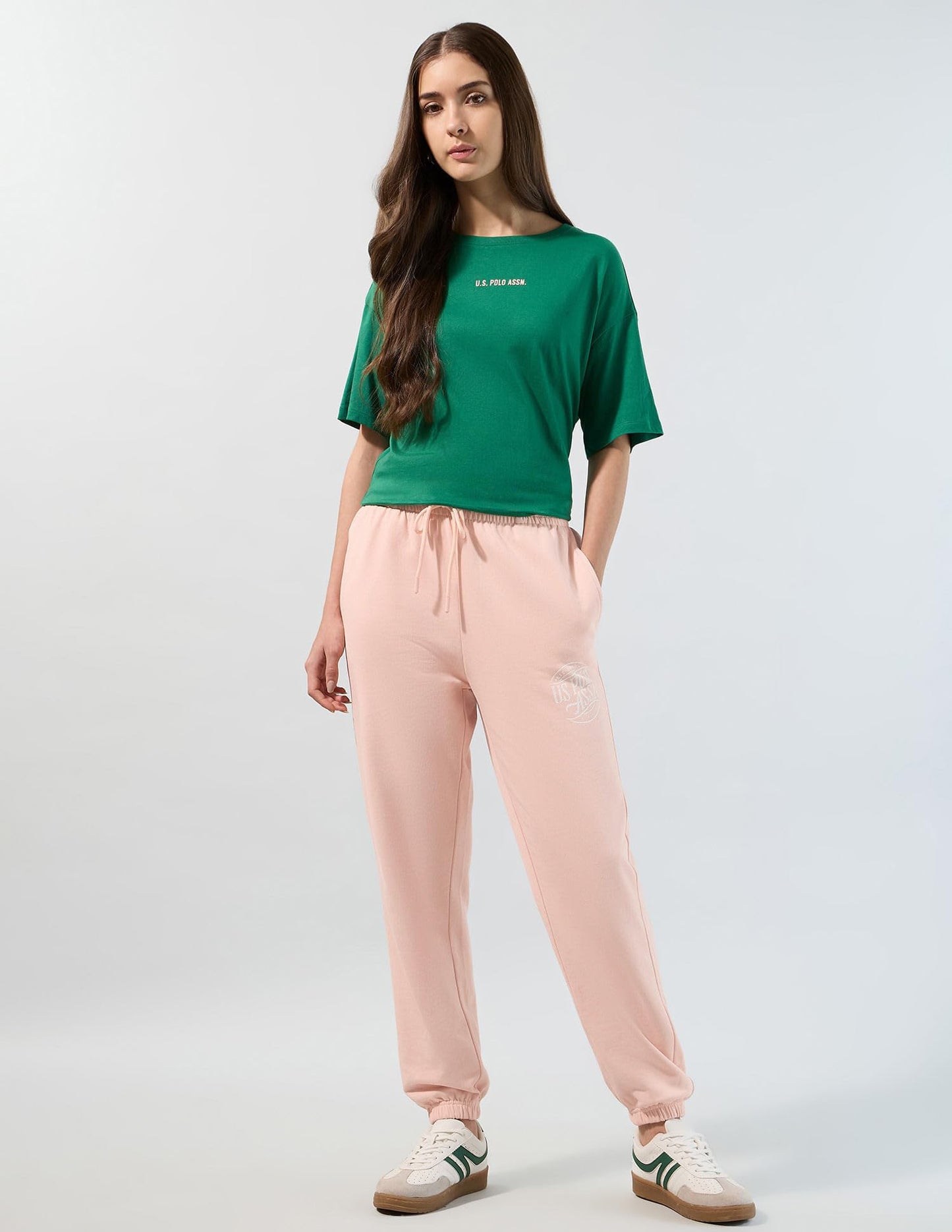 U.S. Polo ASSN. Solid Jogger Fit Trousers (UWAW25TRO144_Pink_XS)