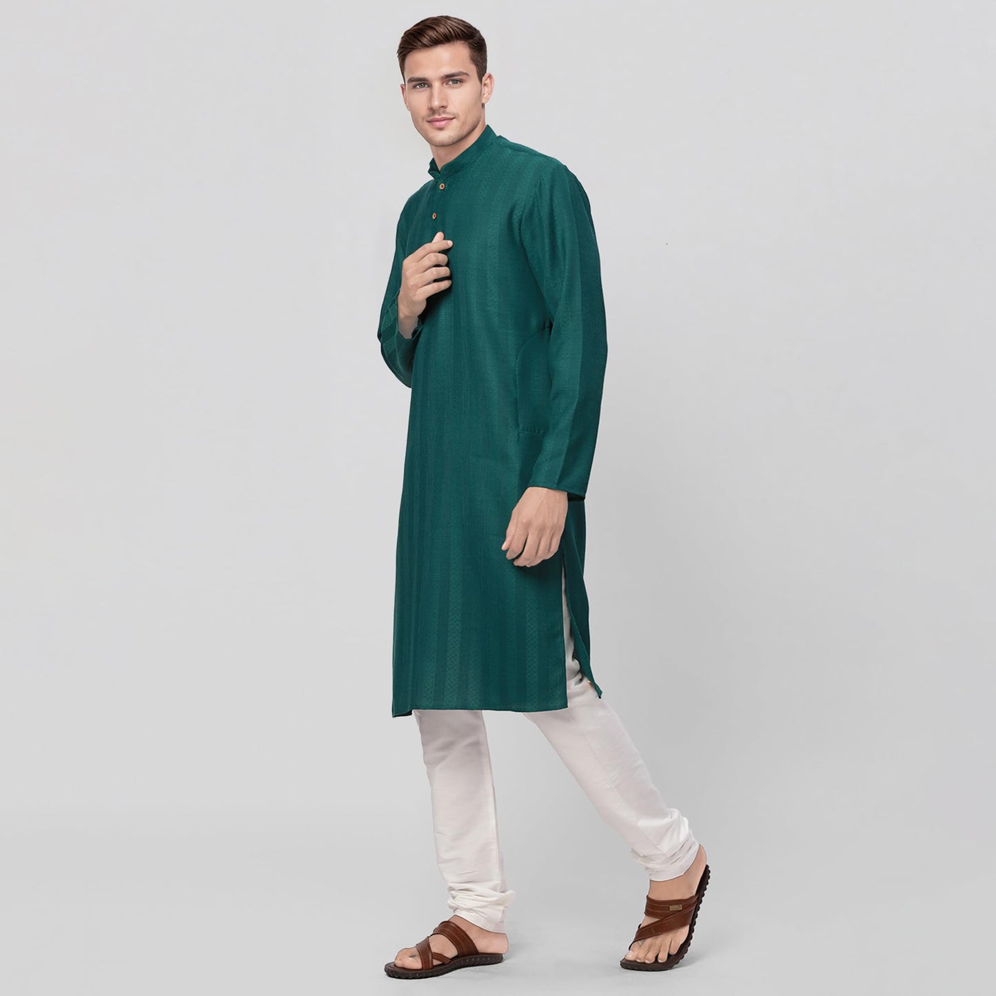 Raymond Ethnix Mens Dark Green Kurta Only
