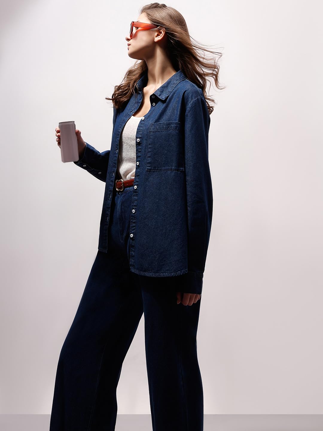 VERO MODA Women's Regular Fit Blue Shirt