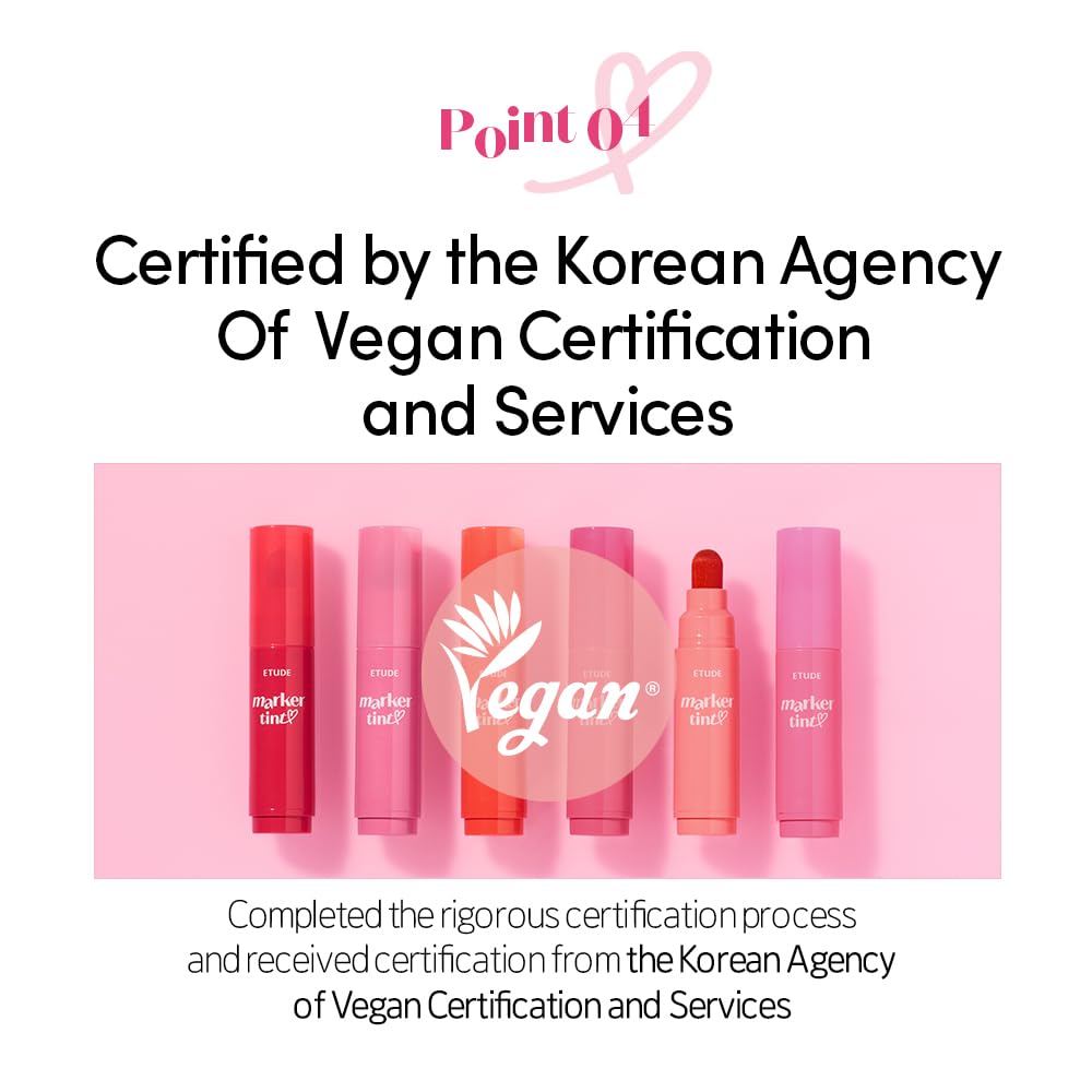 ETUDE Dear Darling Marker Tint| Hydrating & Long Lasting Lip Stain | High Pigmented Lip Maker with Easy Drawing Tip | Korean Lip Tint, Korean Makeup, Kbeauty, 01 Raspberry Pop- 3.5g