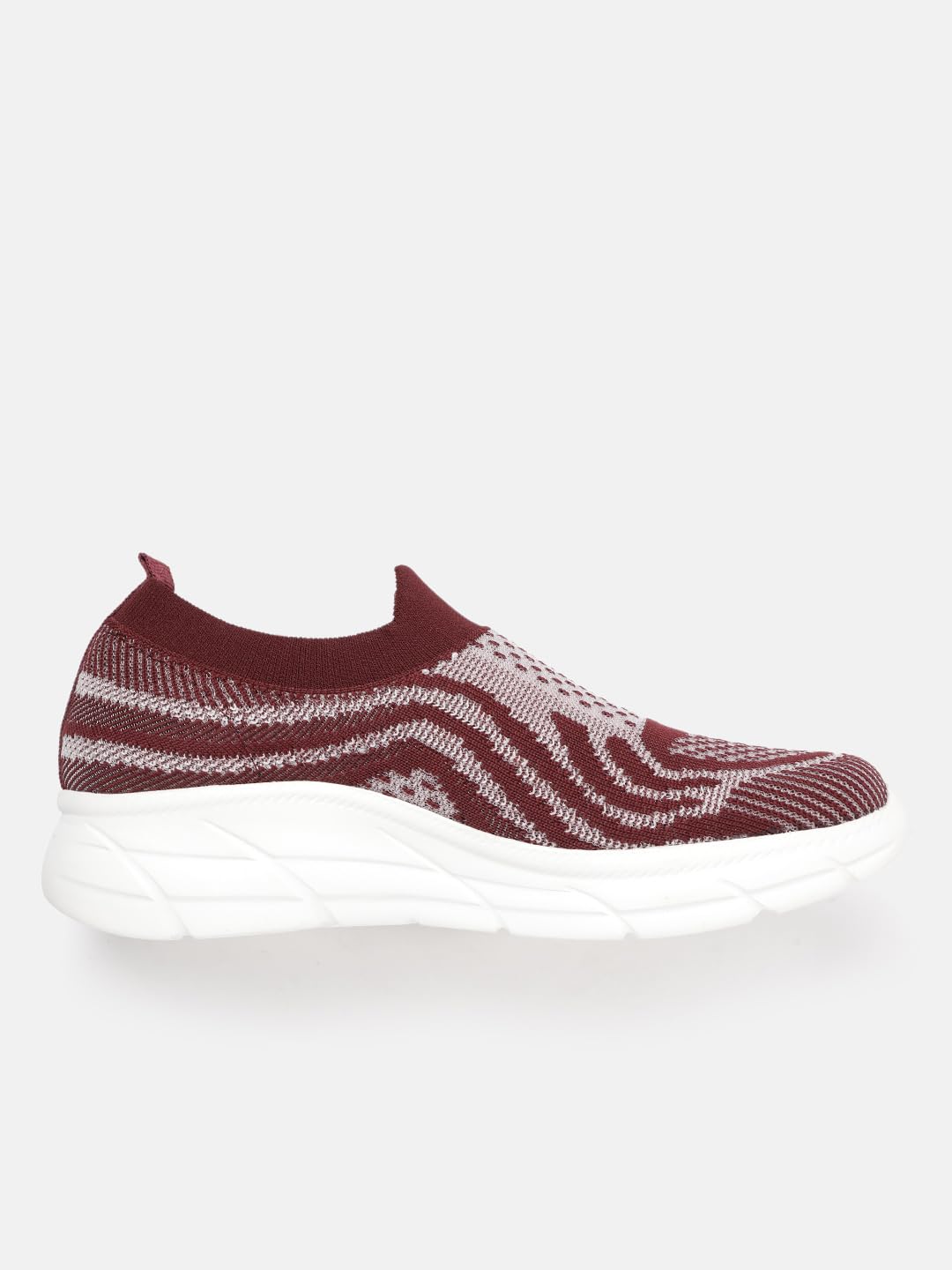 Marc Loire Women's Athleisure Knitted Active Wear Slip-On Sneaker Shoes (Maroon, UK Footwear Size System, Adult, Women, Numeric, Medium, 3)