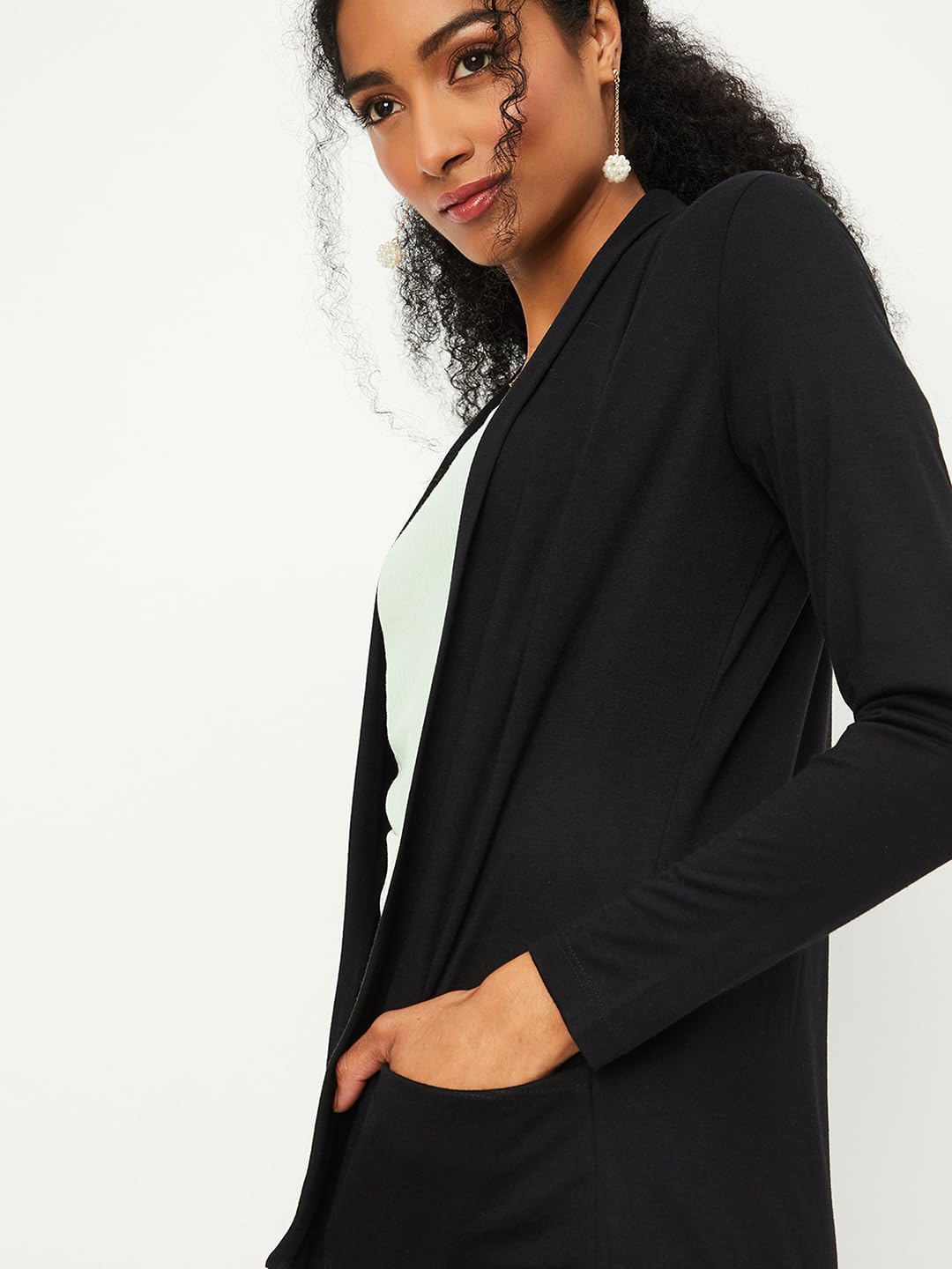 Max Women's Polyester Blend Casual Shrug (SHRUG3202_Black_XL