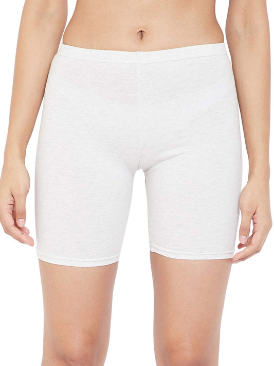 Clovia Women's Cotton Mid Waist Cycling Shorts with Inner Elastic (PN3352P01_Grey_M)