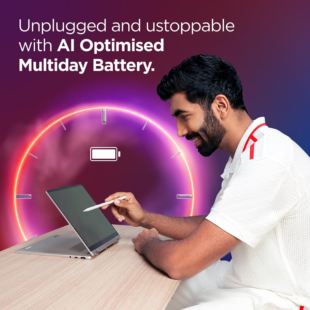 Lenovo IdeaPad 5 2-in-1 AMD Ryzen AI 7 350 (24GB RAM/1TB SSD/14 (35.5cm)/WUXGA OLED/Windows 11 AI Now/Copilot+PC/Office Home 2024/Digital Pen 2/Grey/1.5Kg), 83KT000LIN Convertible Laptop