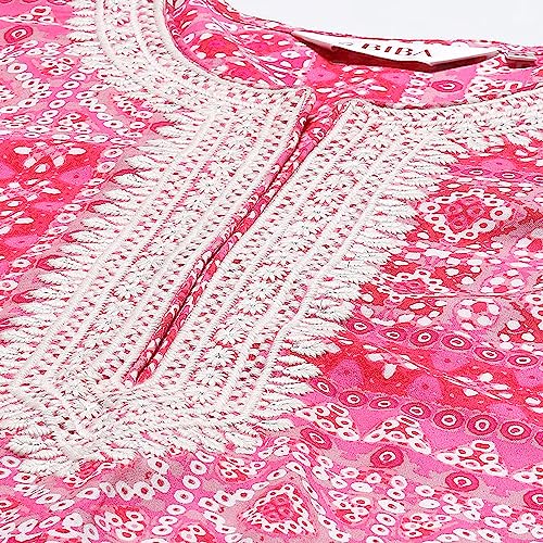 BIBA Women's Rayon Straight Tunic Shirt (Pink)