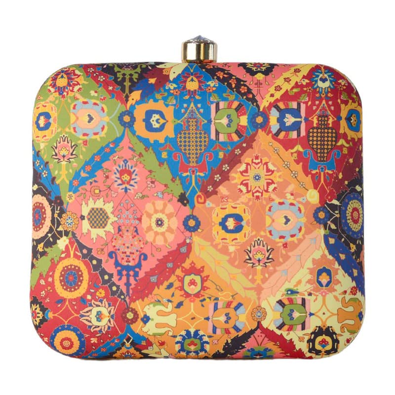 Artklim Multicolor Mosaic Pattern Print Clutch