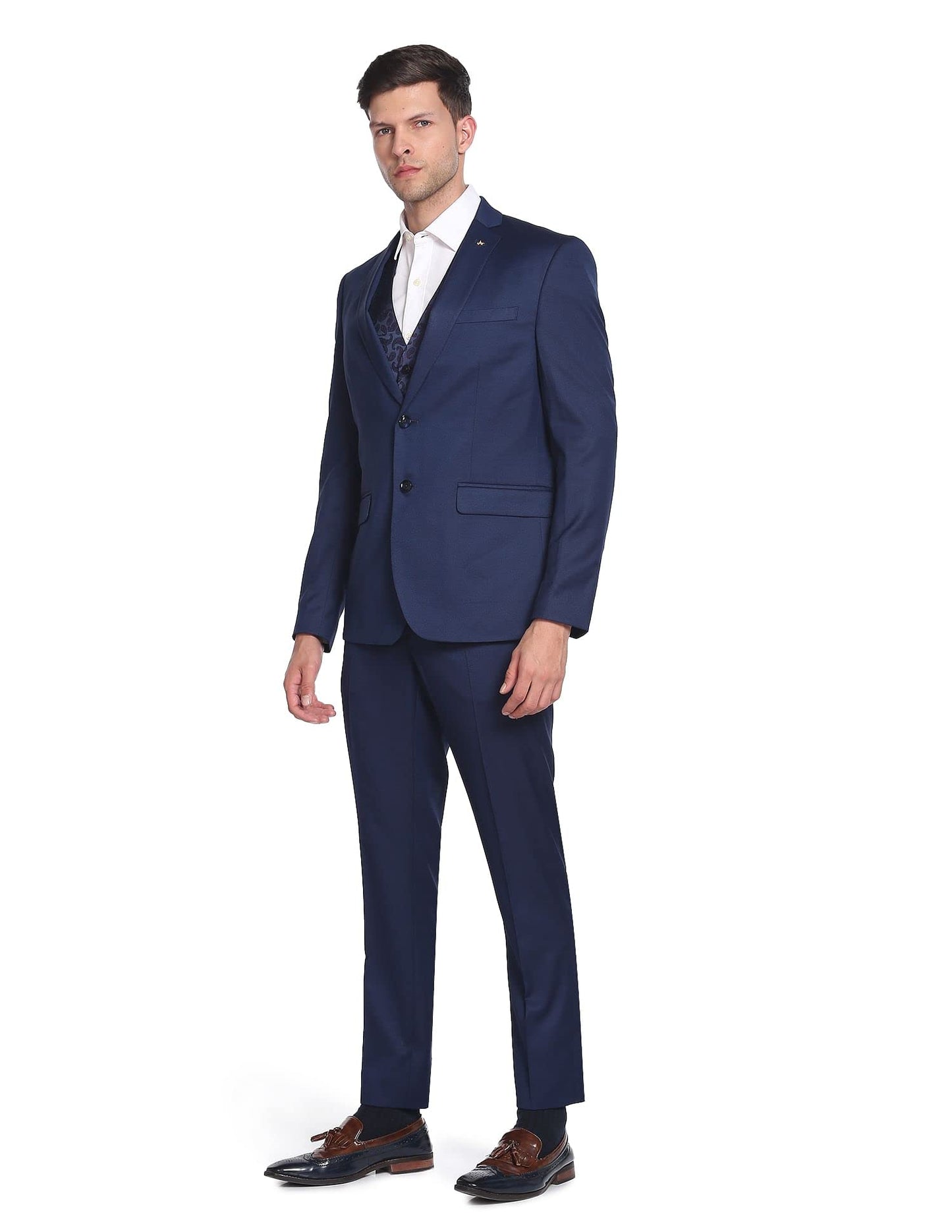 Arrow Men's Polyester Single Breasted Suits (ARAFSU5531_Blue