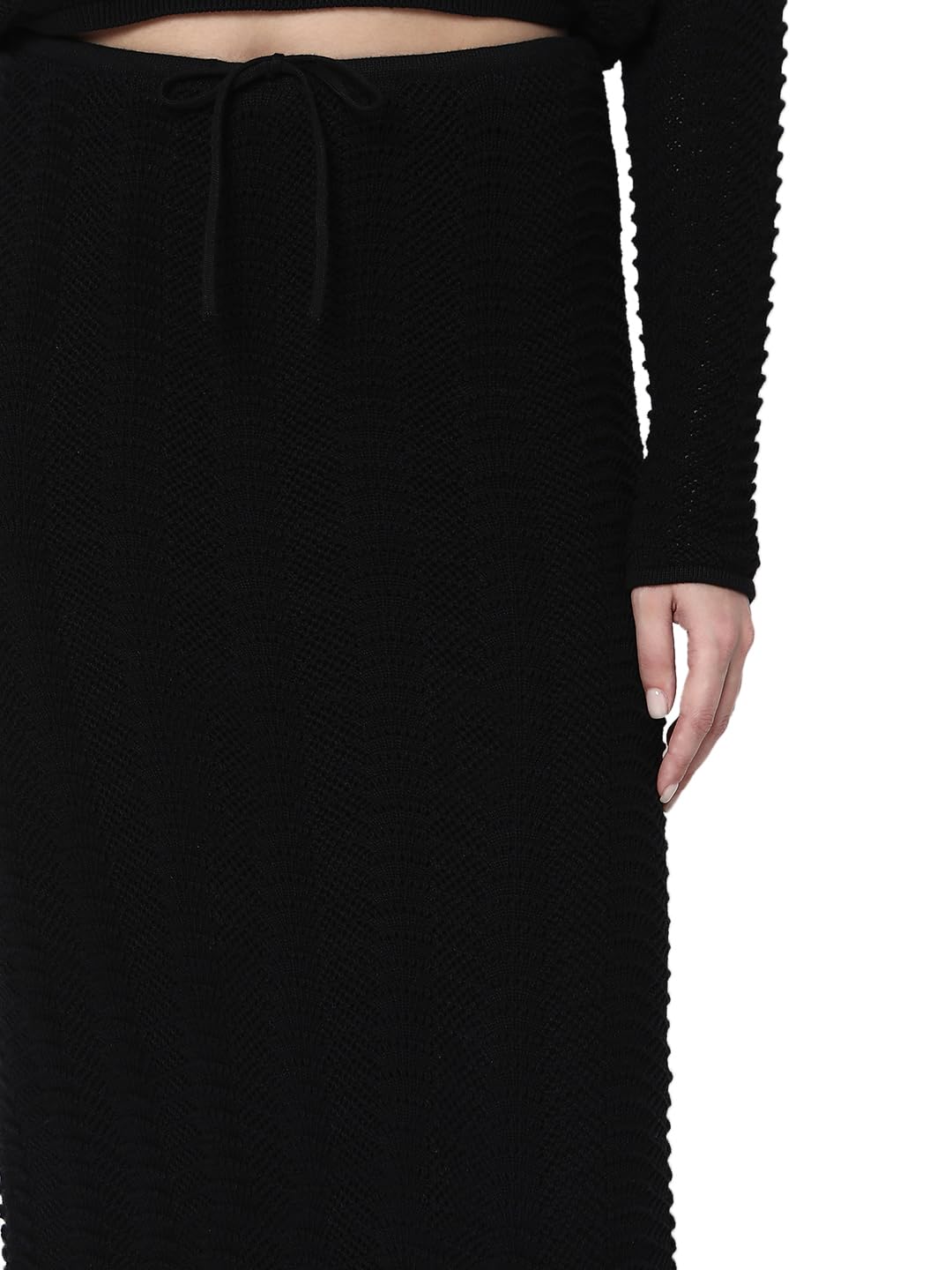 VERO MODA Women's Straight Fit High-Rise Black Skirt