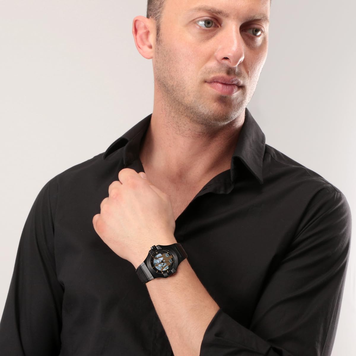 Maserati Leather Analog Silver Dial Men Watch-R8821108036, Black Band