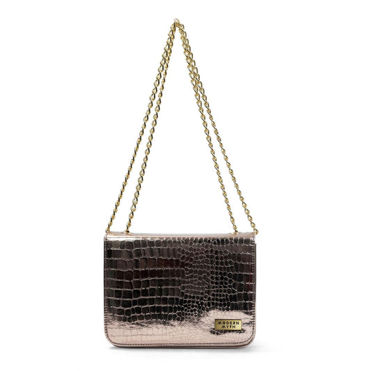 Modern Myth Golden Era Crocodile Pebble Embossed Handbag for Girls & Women