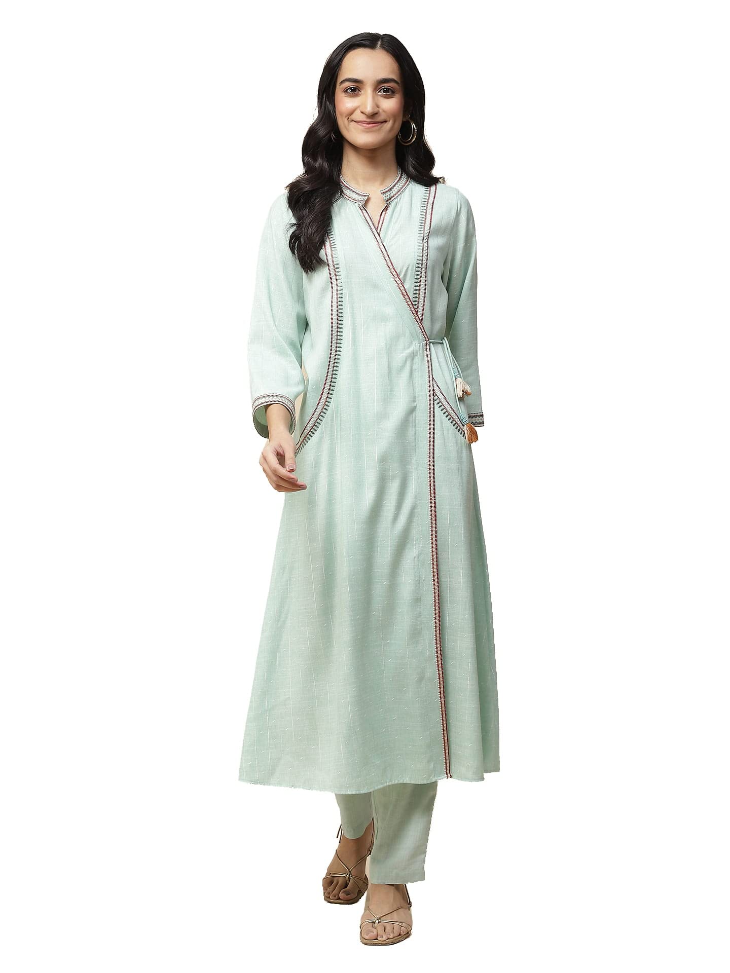 Aarke Ritu Kumar Mint Embroidered Angrakha Kurta With Pant