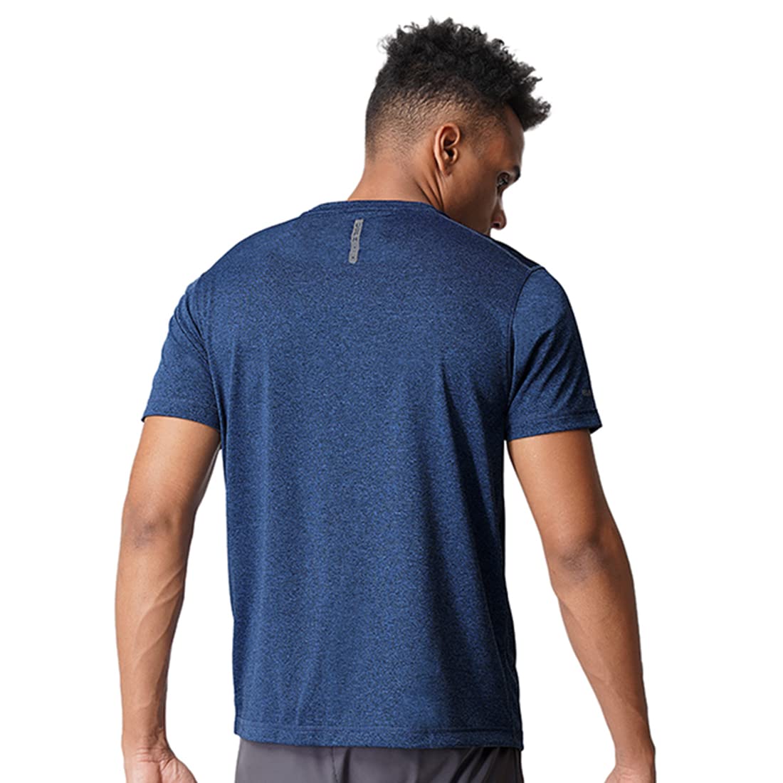 U.S. POLO ASSN. Men Reflective Logo Polyester I712 T-Shirt - Pack of 1 (Navy Mel L)