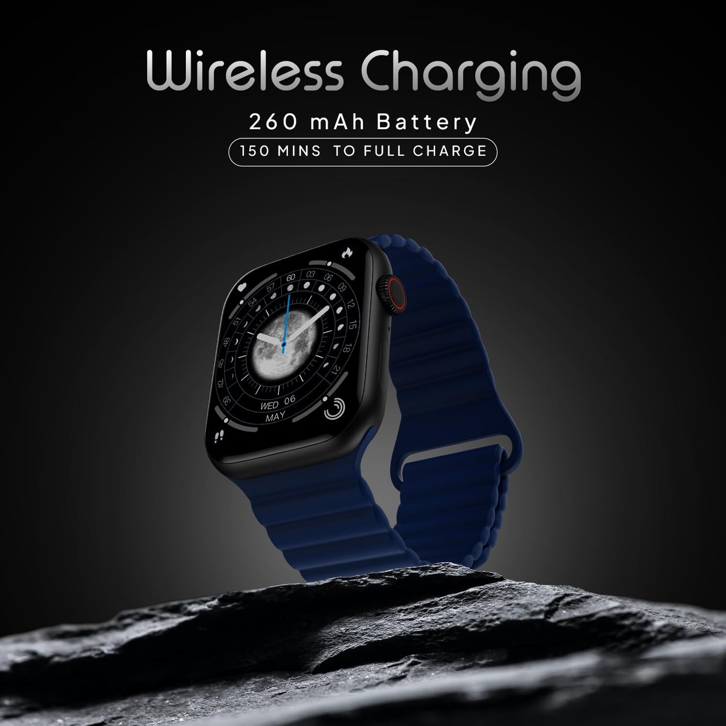 Fire-Boltt Newly Launched Vogue Large 2.05" Display Smart Watch, Always On Display, Wireless Charging, App Based GPS with Bluetooth Calling & 500+ Watch Faces (Blue)