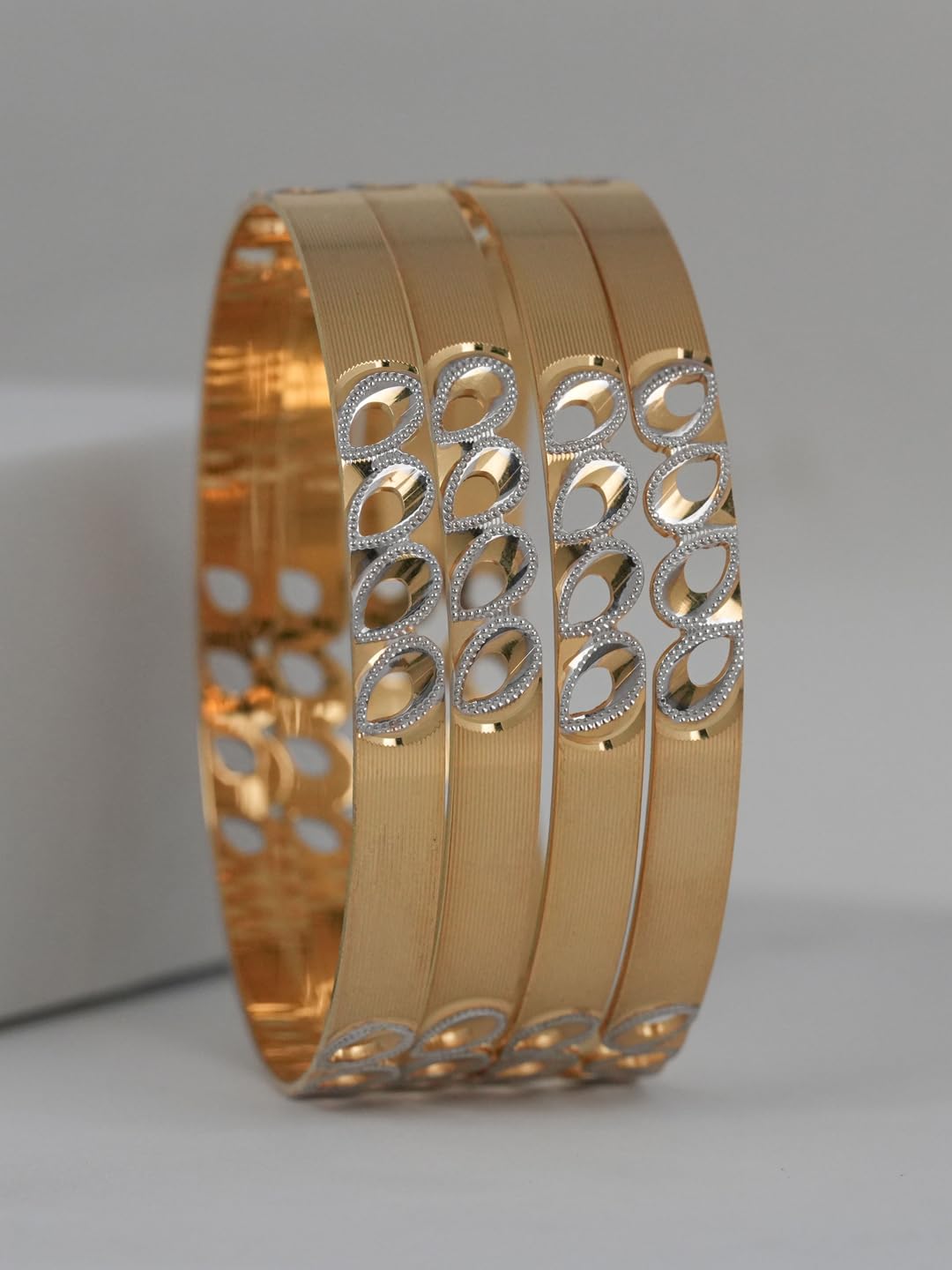 CYGNI BANGLES Elegant Gold-Plated Bangles for Women Traditional Design Jewelry (Set of 4)_(F4-B-124-2.8)