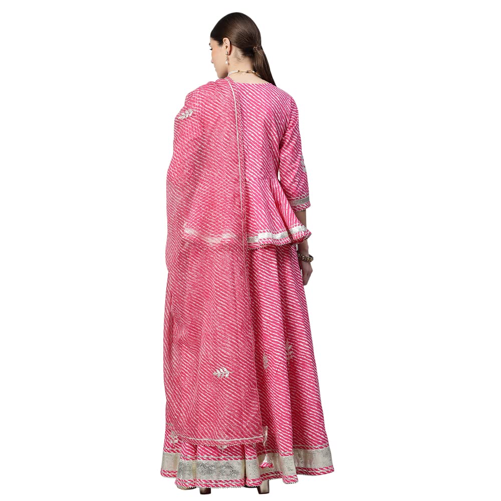 Divena Pink Lehriya lehenga dupatta set