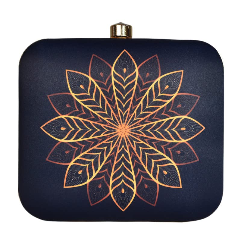 Artklim Printed Black Golden Mandala Clutch