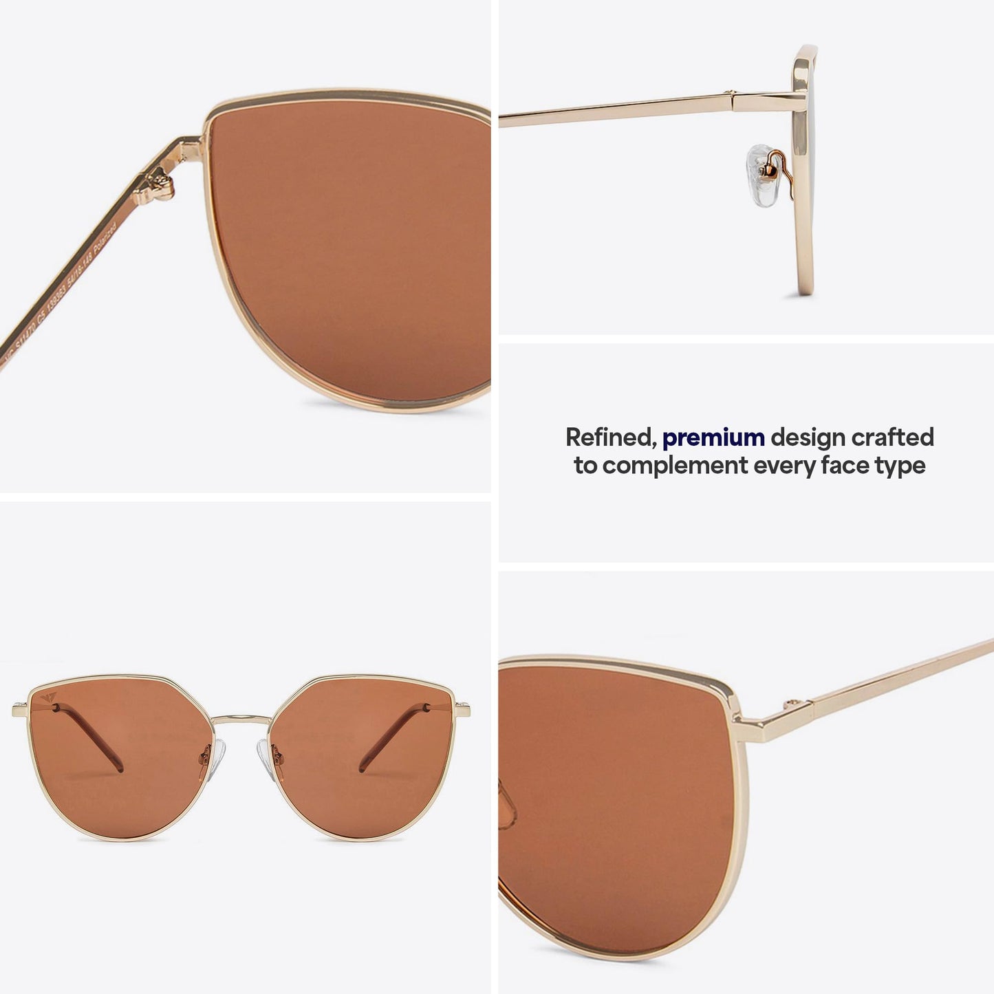 Polarized and 100% UV Protected | Golden-Brown Full Rim Cat Eye | Stylish & Premium Sunglasses | For Women | Medium | VC S11470