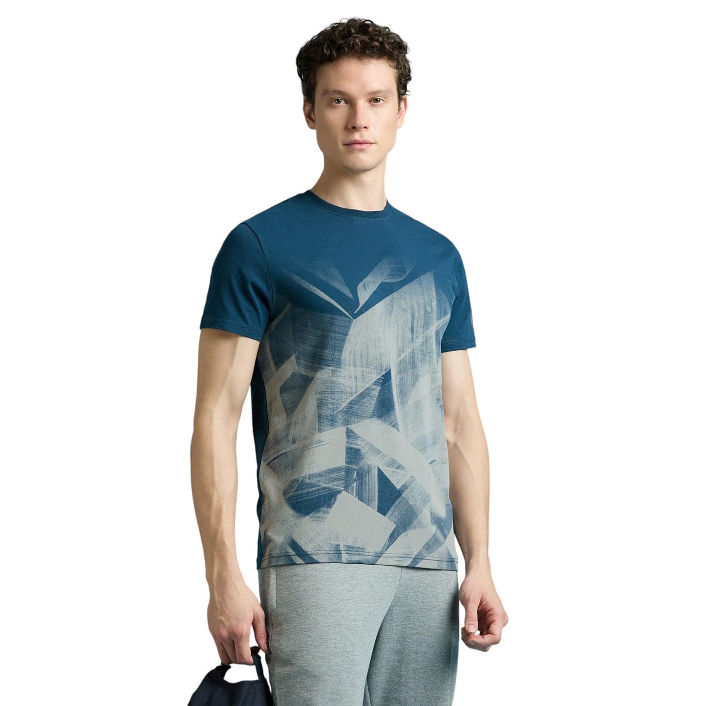 Teal Abstract Print Short Sleeved T-Shirt