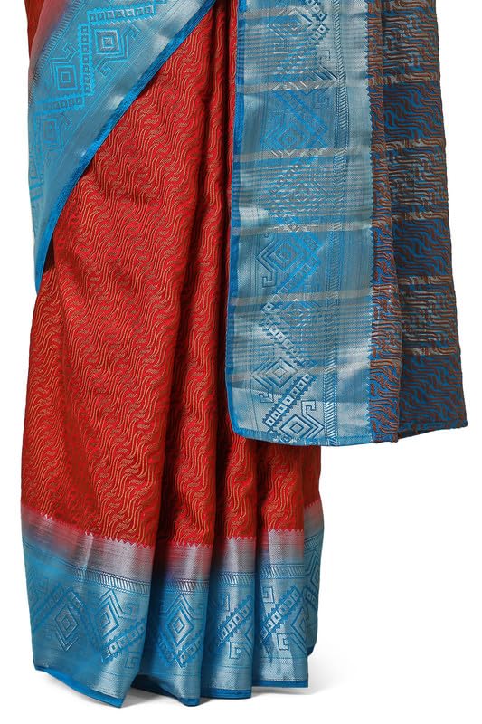 Soch Womens Maroon Art Silk Abstract Woven Design Saree