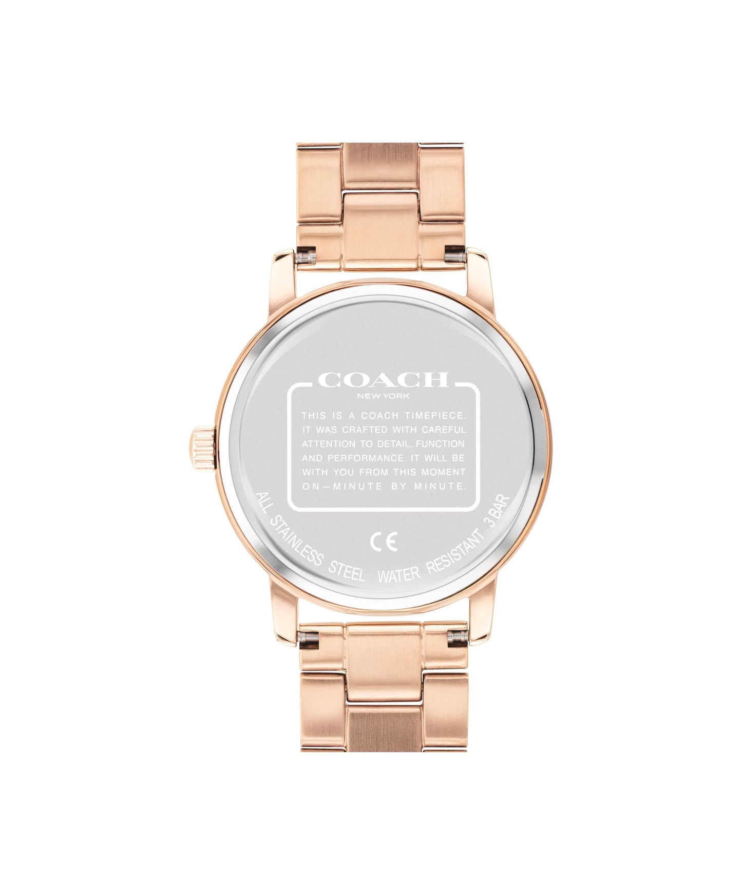 Coach Grand Qtz Basic Carnation Gold Round Dial Women's Watch|Ionic Plated Carnation Gold Steel Material|Gold Color Band - 14503740