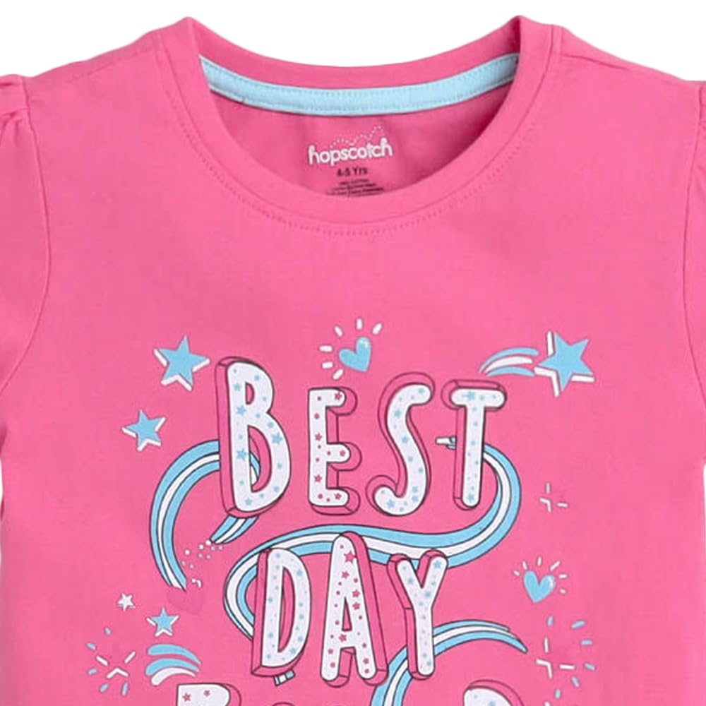 Hopscotch Girls All-Over Print T-Shirts - Pack of 5 In Multi Color for Ages 6-7 Years