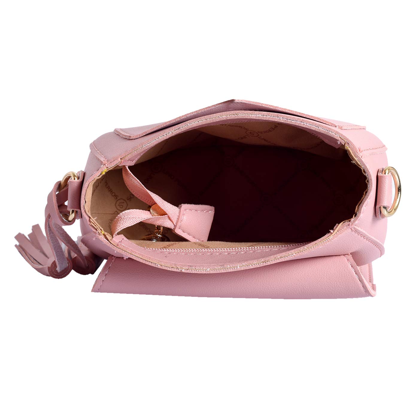 Lino Perros Womens Pink Leatherette Sling Bag (Pink)