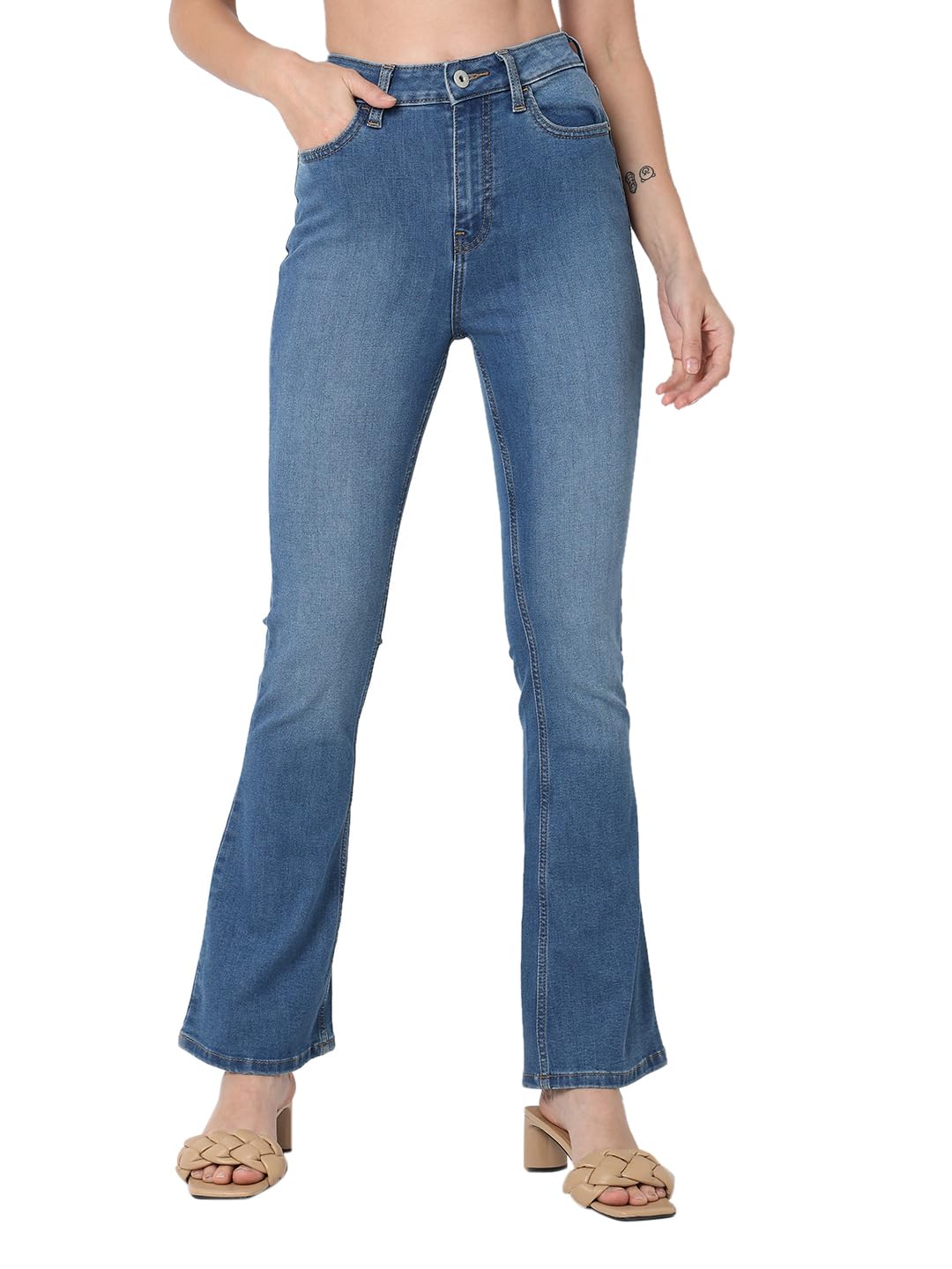 VERO MODA Women's Regular Jeans (10313951-Medium Blue Denim_Medium