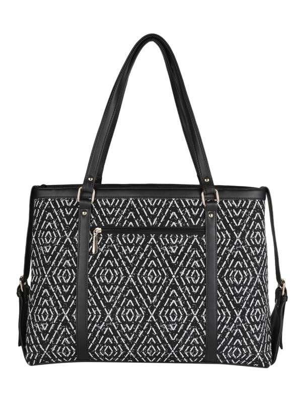 MINI WESST Women's Beautiful Black Graphic Fabric Tote Bag For Occasion, Office and College