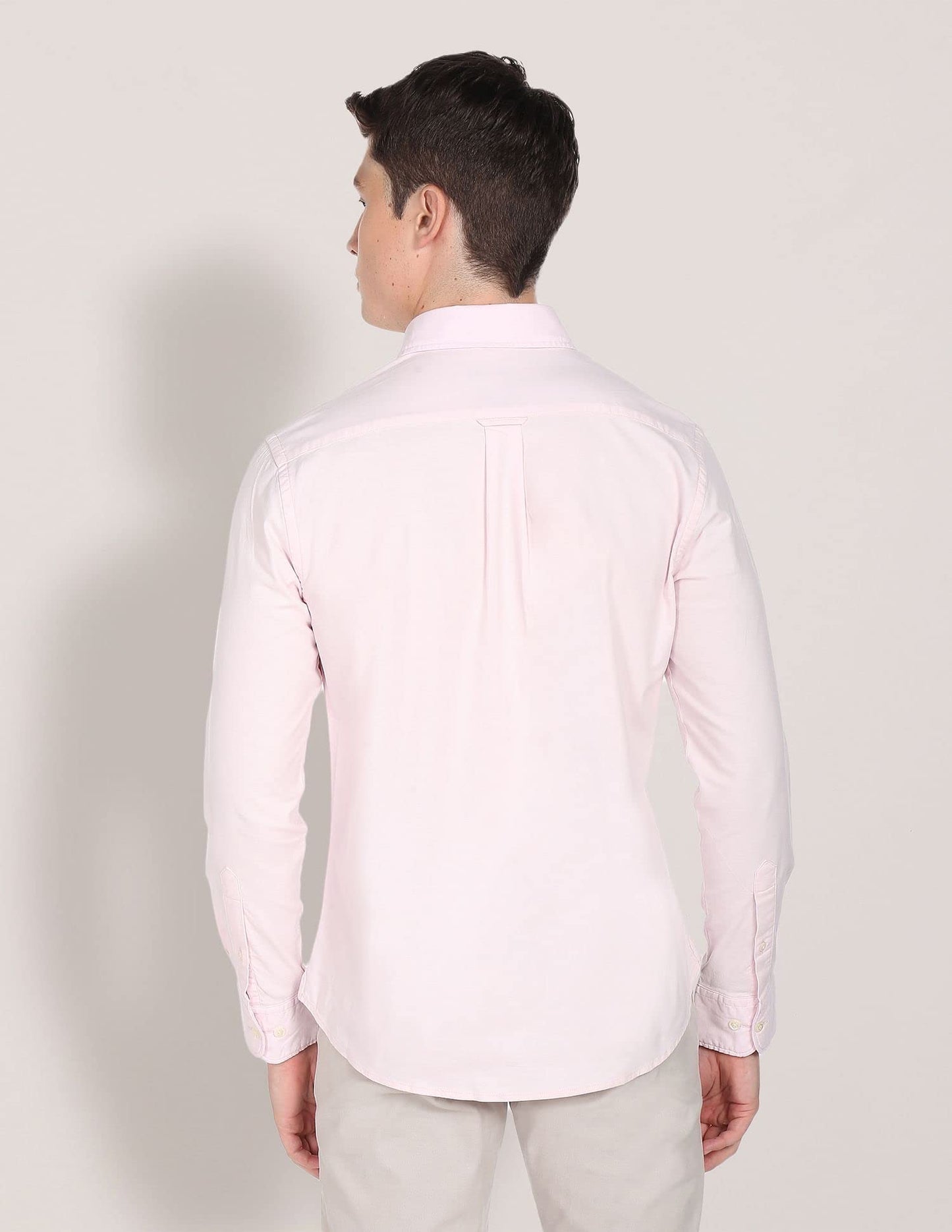 U.S. POLO ASSN. Mens Cotton Solid Oxford Fs Regular Fit Shirts (Usshtfx0014_Pink_Medium)