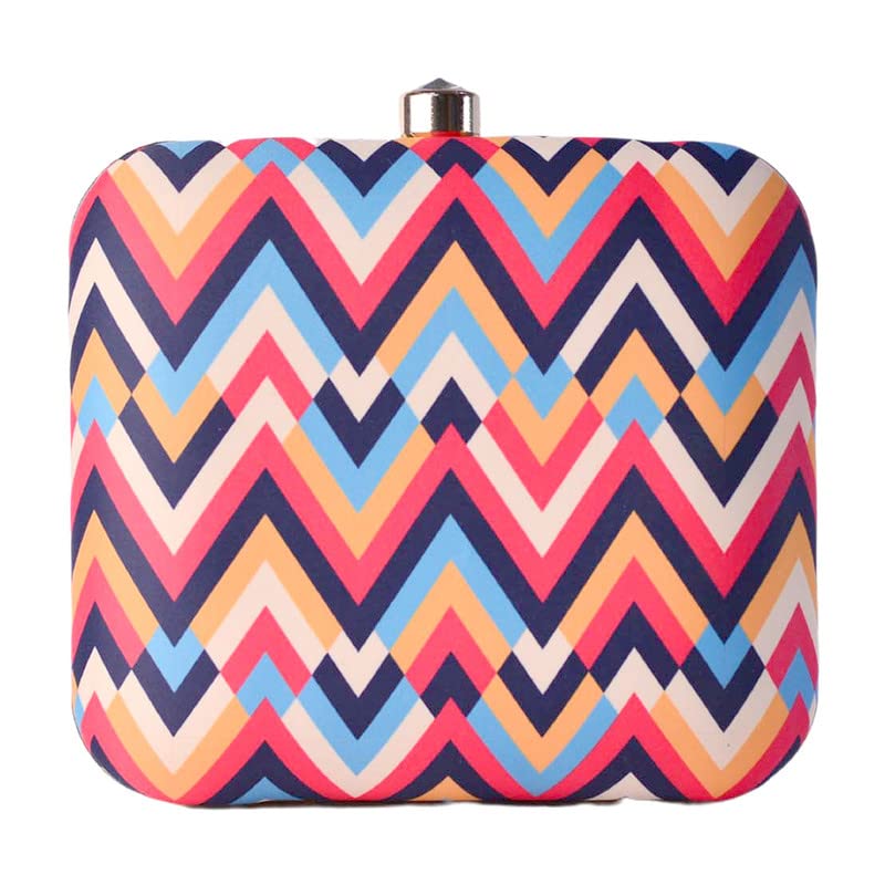 Artklim Multi-Color Zig Zag Printed Clutch