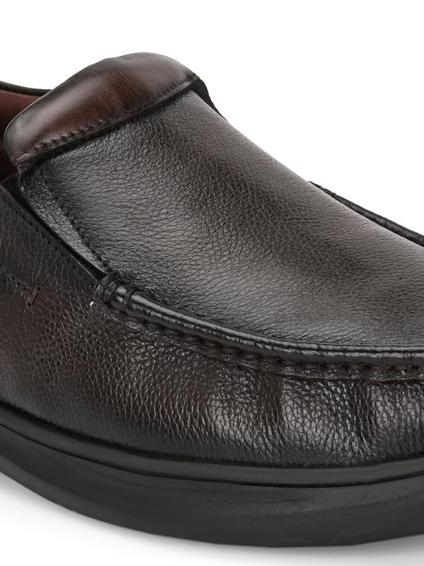 HITZ Men's Brown Leather Slip On Shoes