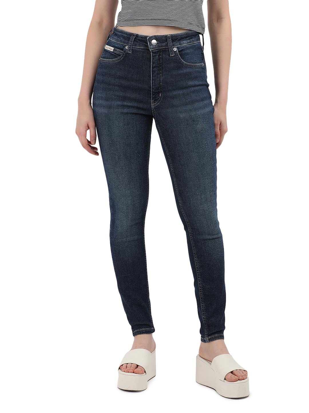 Calvin Klein Womens Blue Color Jeans (26)