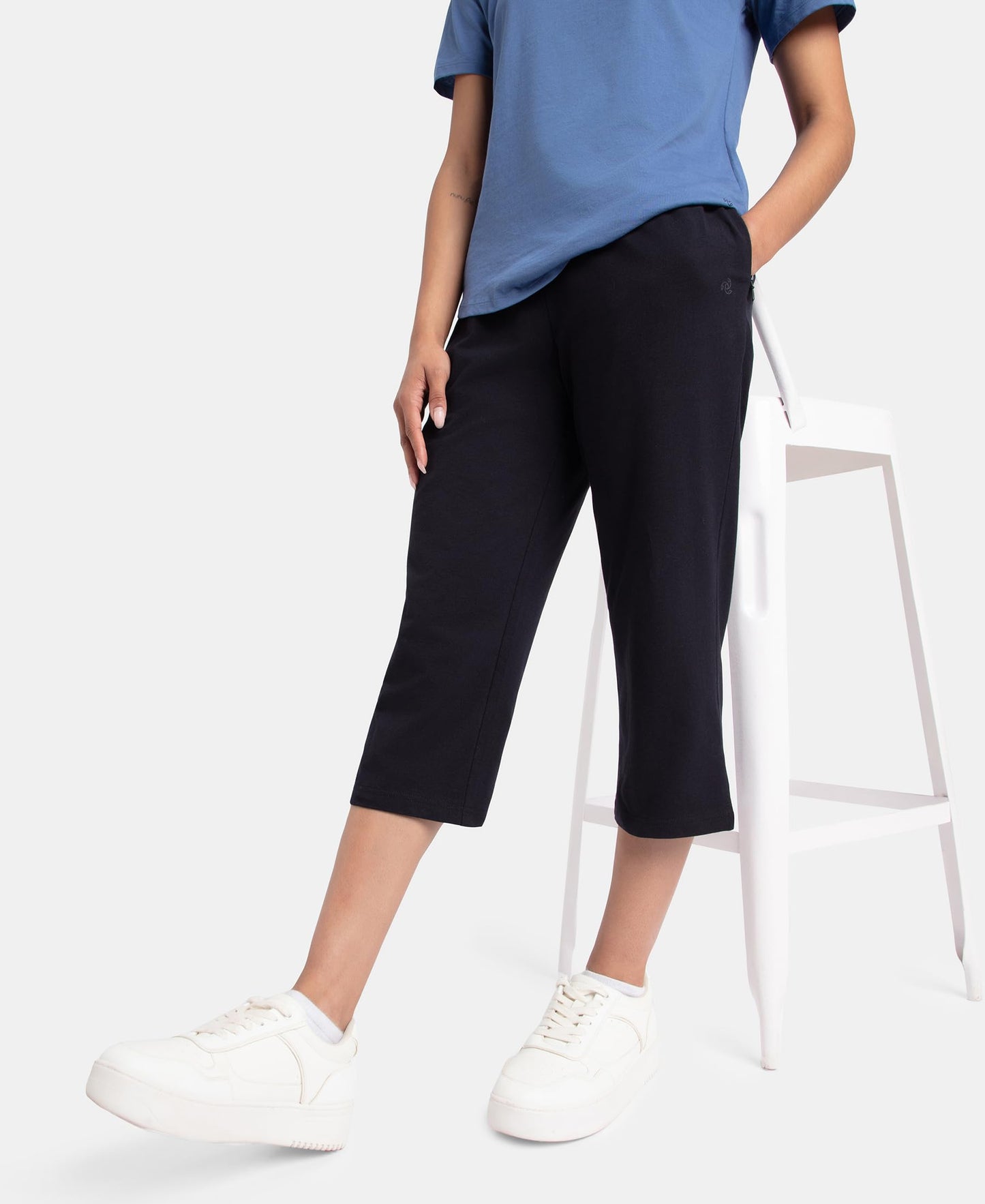 Jockey Women's Regular Fit Capris (1300-0105-BLACK_S_Black_Small)