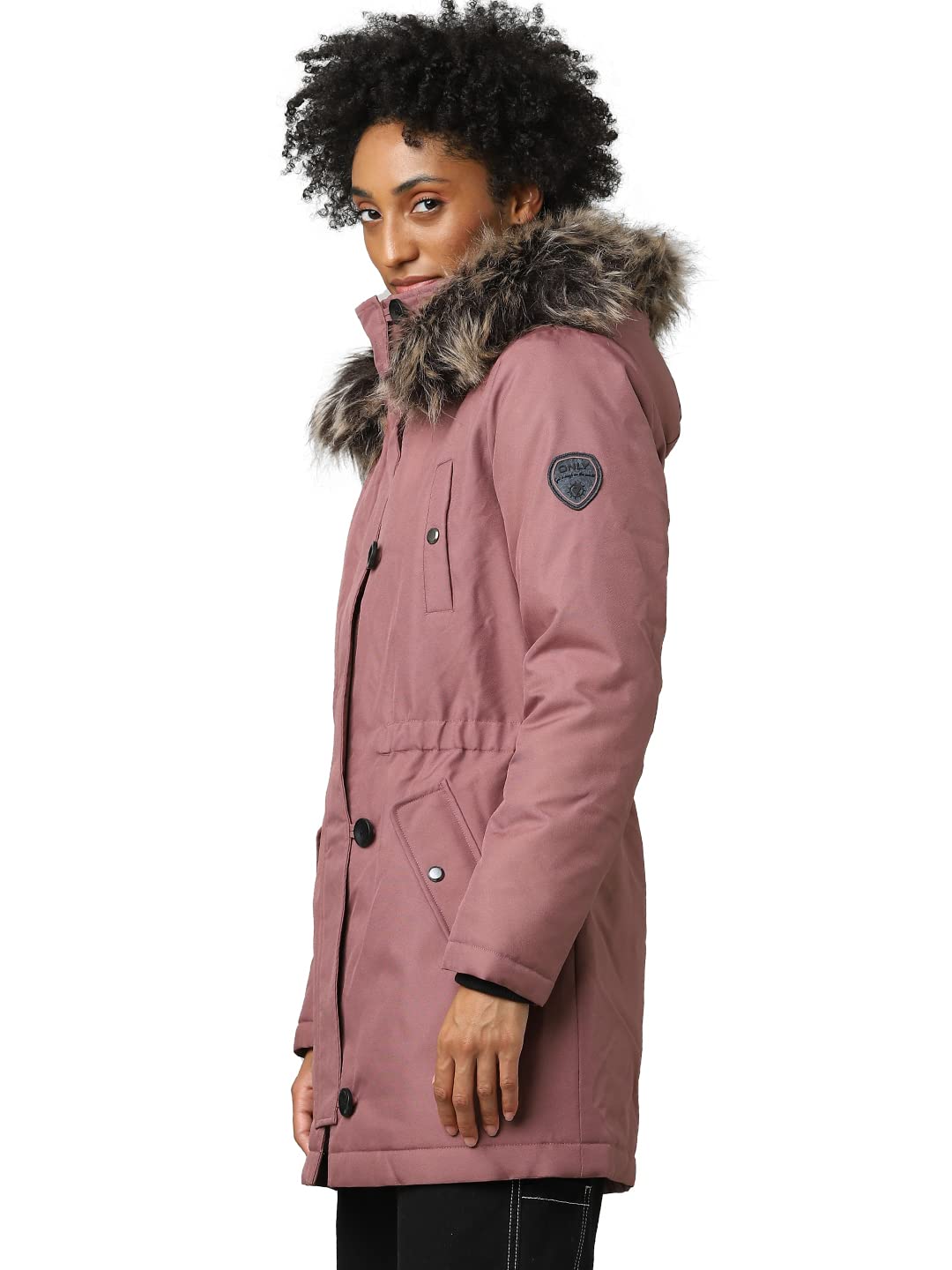 Only Polyester Women's A-Line Coat (15213755-Rose Brown_Rose Xs), Standard Length