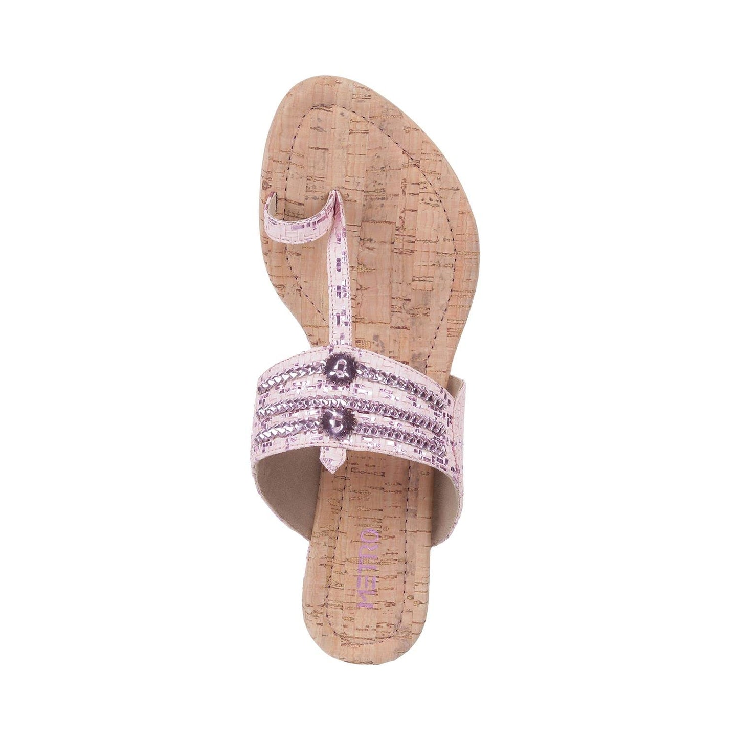 Metro Women Ethinc Kolhapuri Heel Sandal Rose Gold UK/5 EU/38 (32-1707)