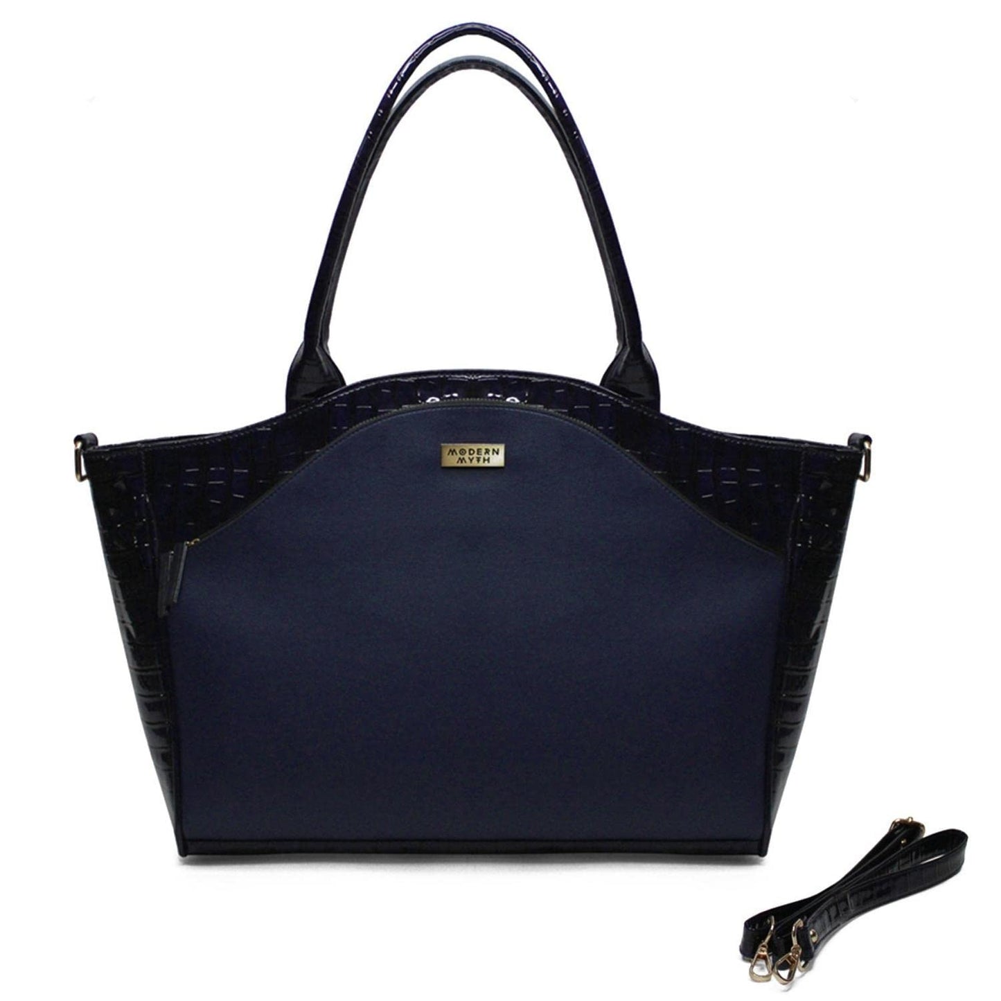 Modern Myth Chloe Croco Finish Blue Everyday Office Tote for Girls & Women