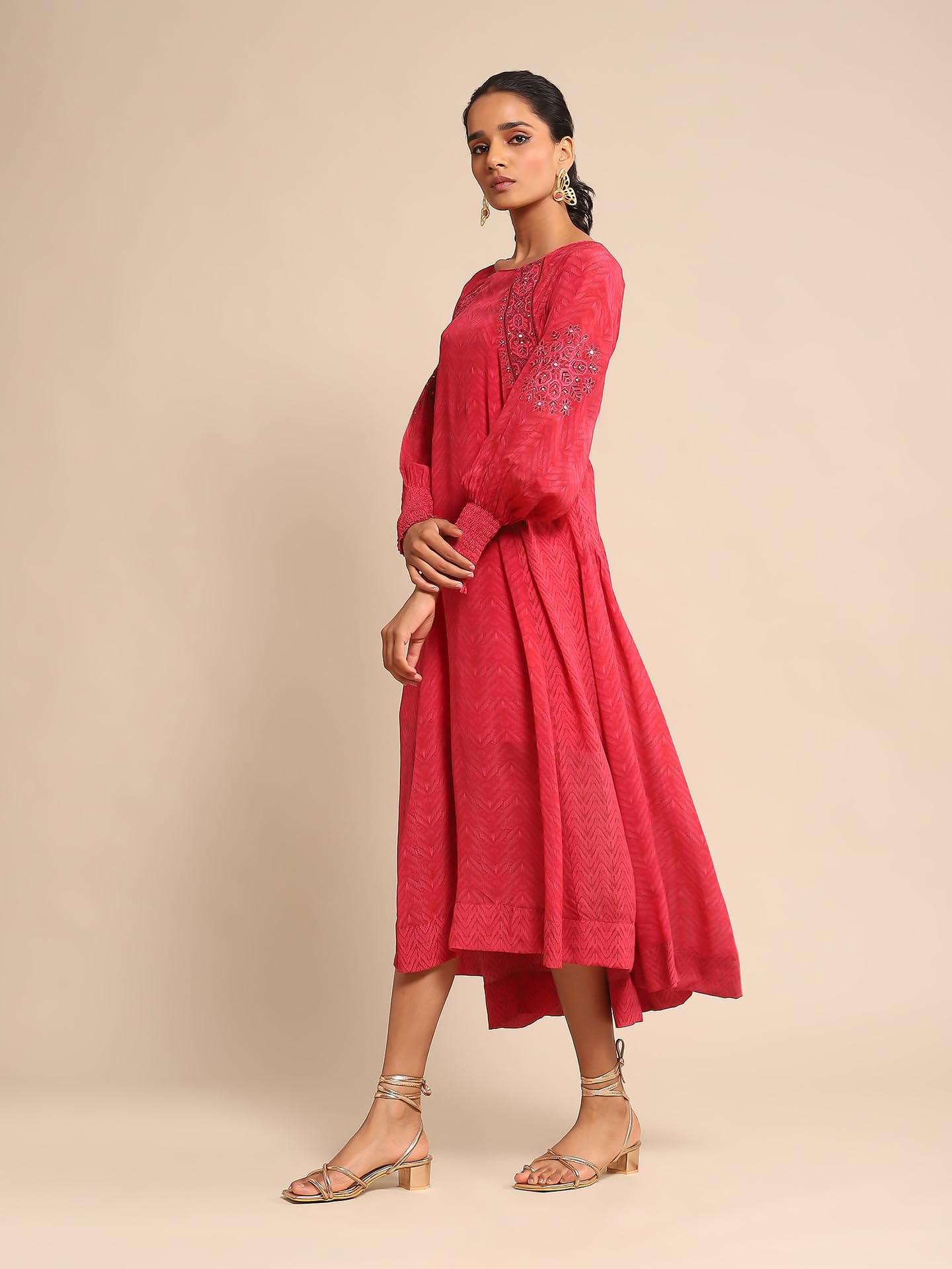 Ritu Kumar Fuschia Printed Dress with Camisole
