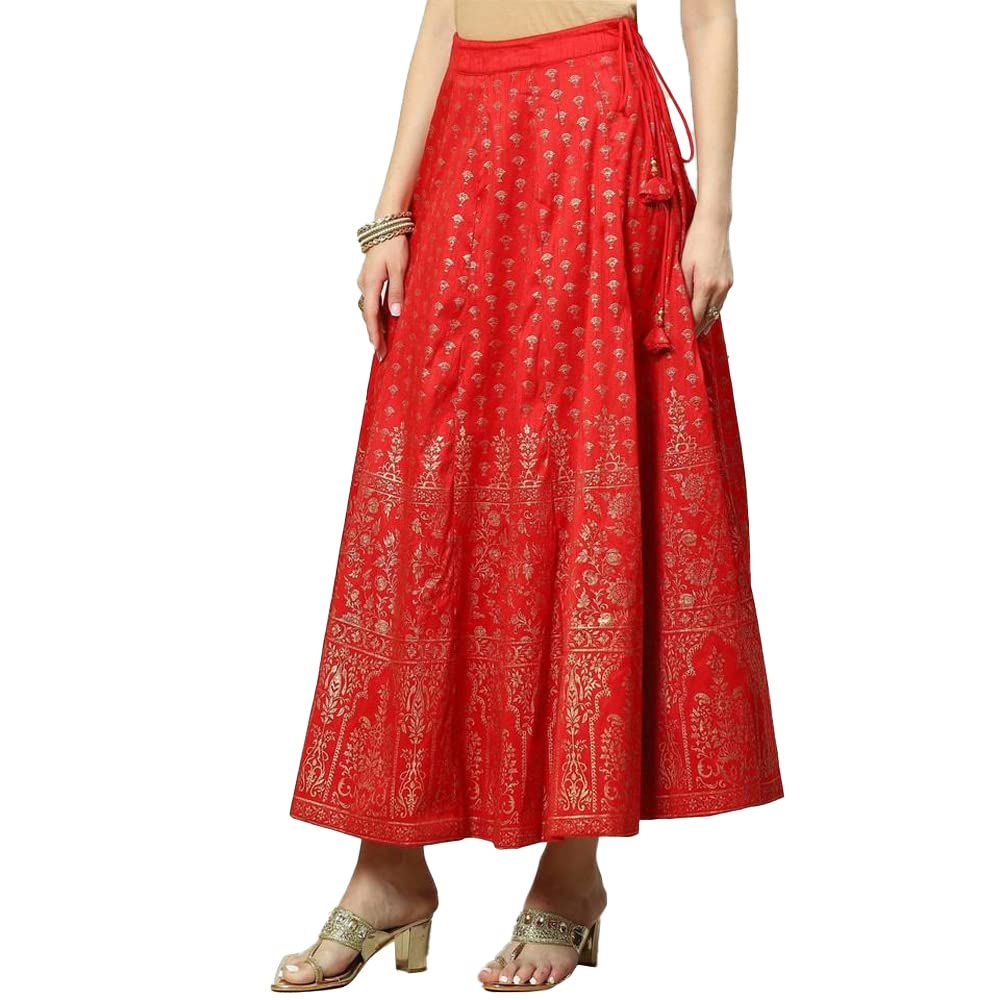 BIBA Women Printed Flared Mix and Match(SKIRTS/T18787_RED_S)