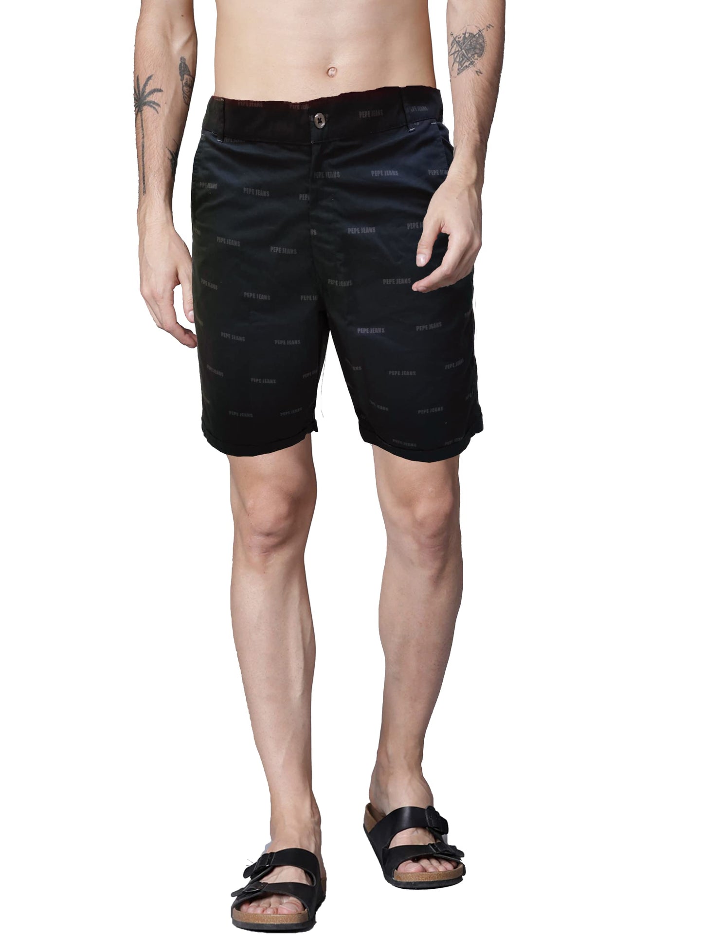 Blue Pepe Jeans Printed Cotton Casual Shorts
