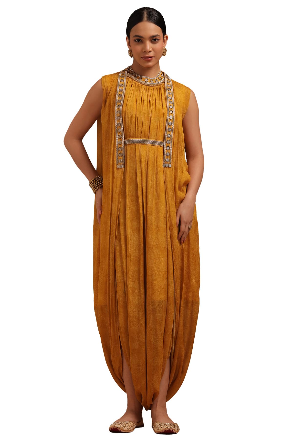 Soch Womens Chinon Botanical Print Dress with Beads and Stones