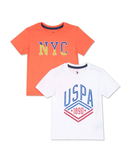 U.S. POLO ASSN. Boys Pure Cotton T-Shirt - Pack of 2 (UKTSHON0015R_Assorted 3_6 Years-7 Years)