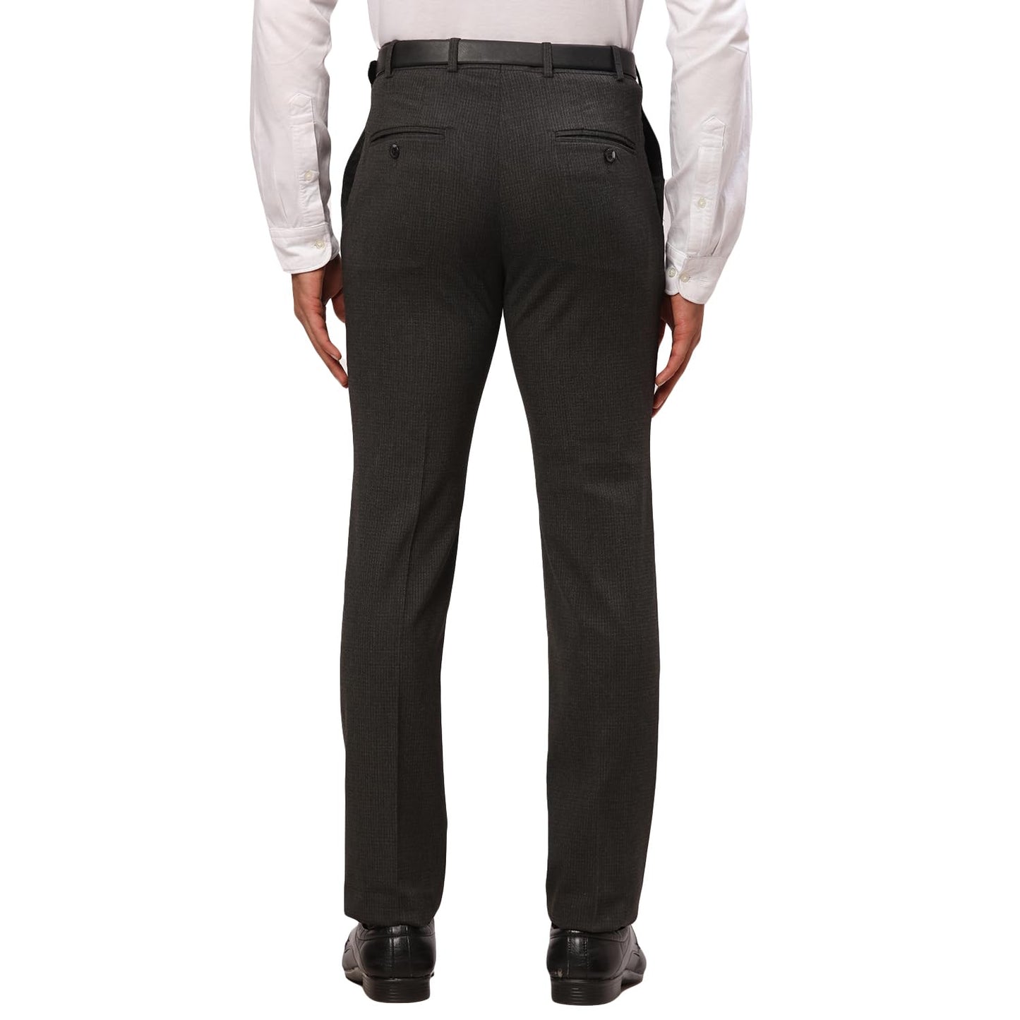 Raymond Men's Slim Fit Structure Pattern Polyester Viscose Blend Flat Front Trouser (Size: 32)-RMTS04706-G8 Dark Grey