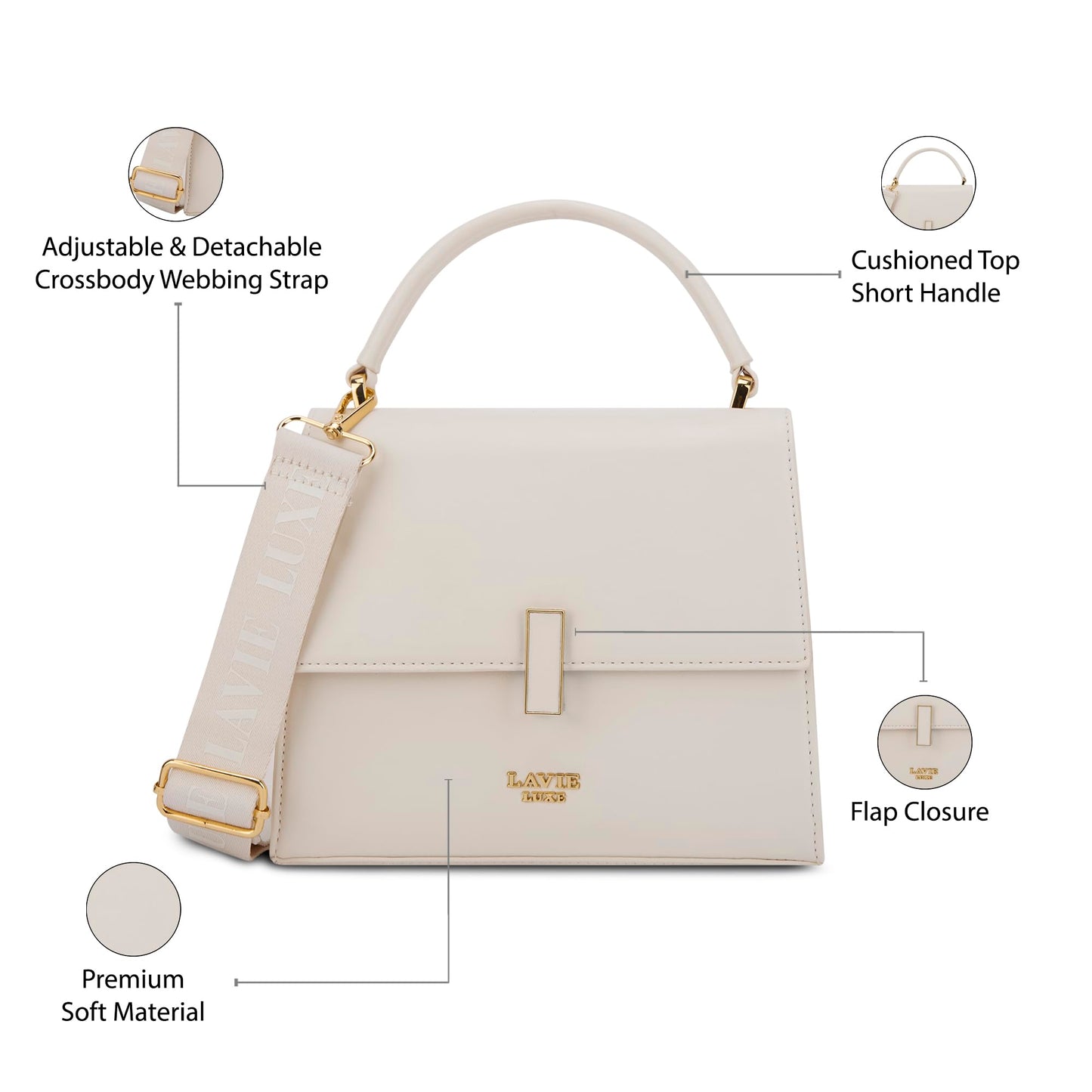 Lavie Luxe Women's Merci25 Flap Satchel Handbag for Women | Satchel Bag for Work | Ladies purse | Stylish Shoulder Bag | Gift For Women