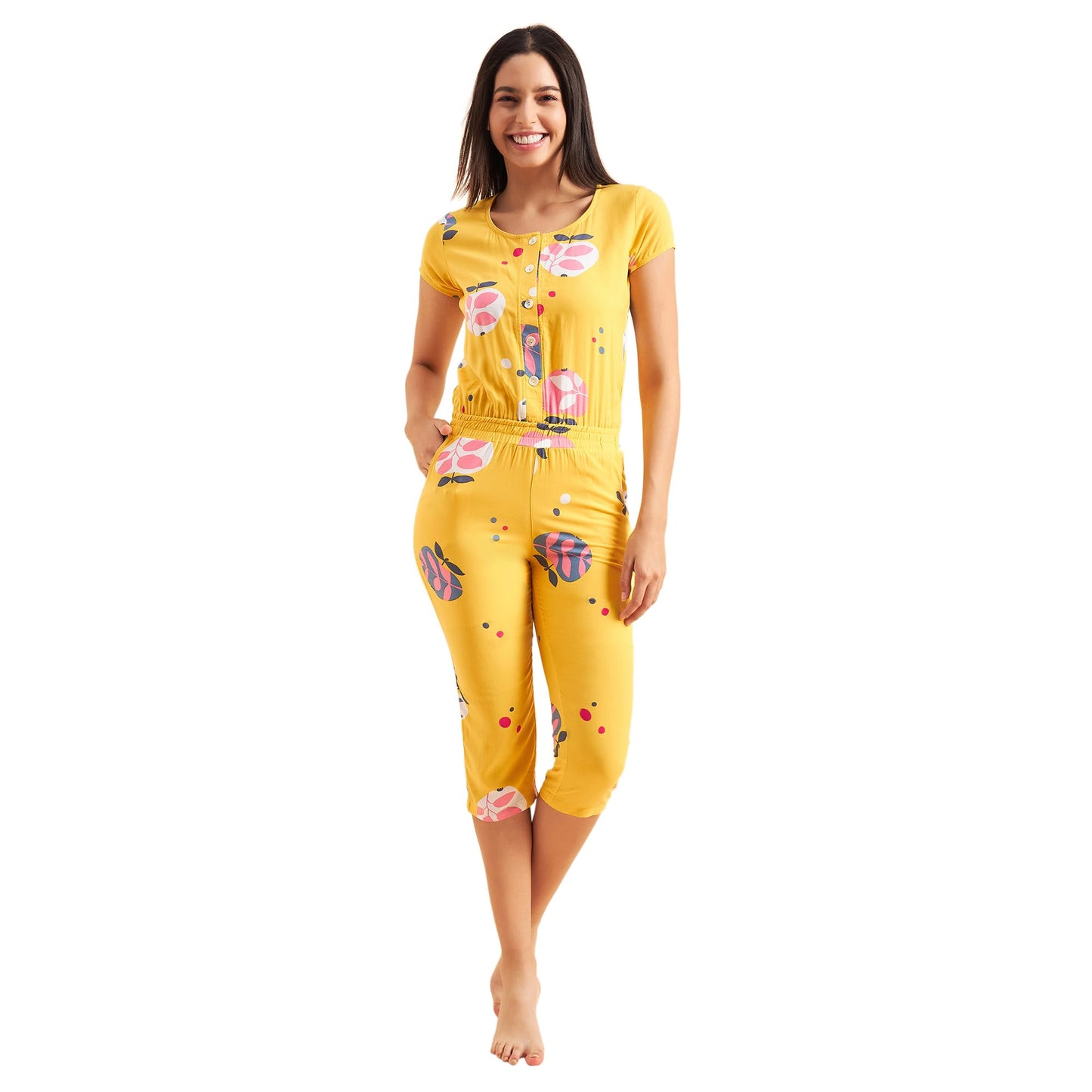 Sweet Dreams Women Printed Half Sleeves Jumpsuit