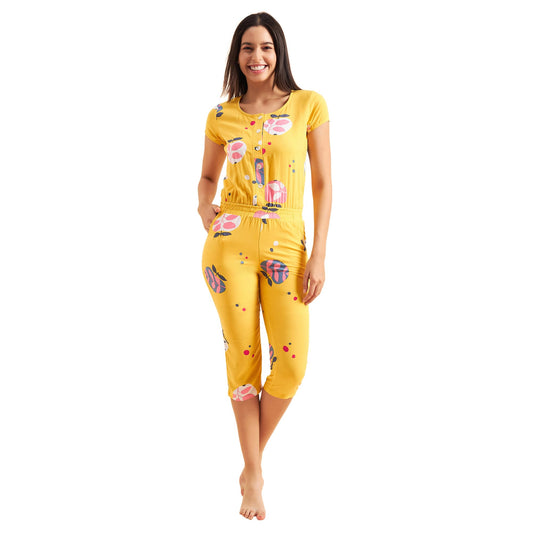 Sweet Dreams Women Printed Half Sleeves Jumpsuit