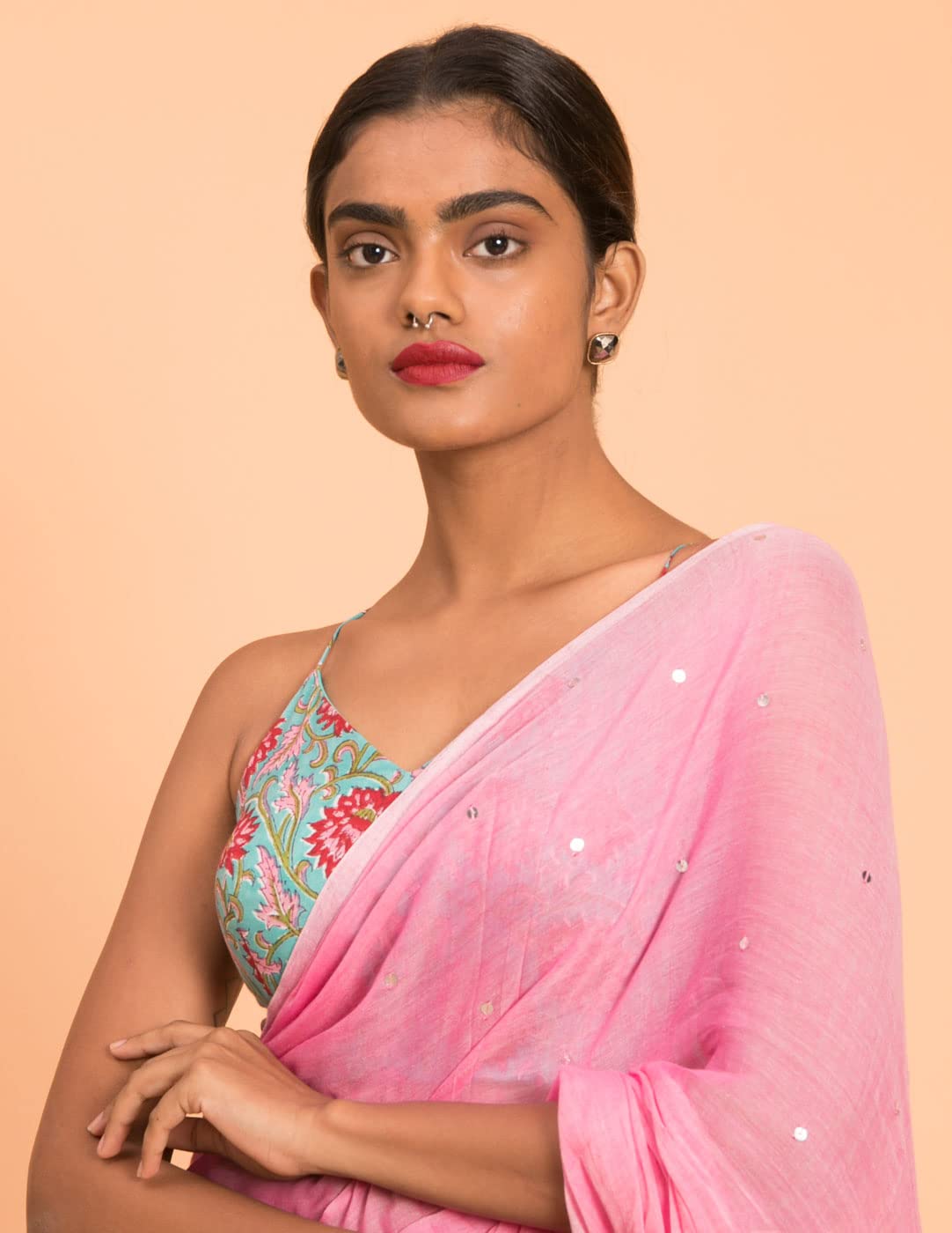 Suta Women's Plain Pure Cotton Saree Without Blouse| Pink Saree| Pink Cotton Saree Saree