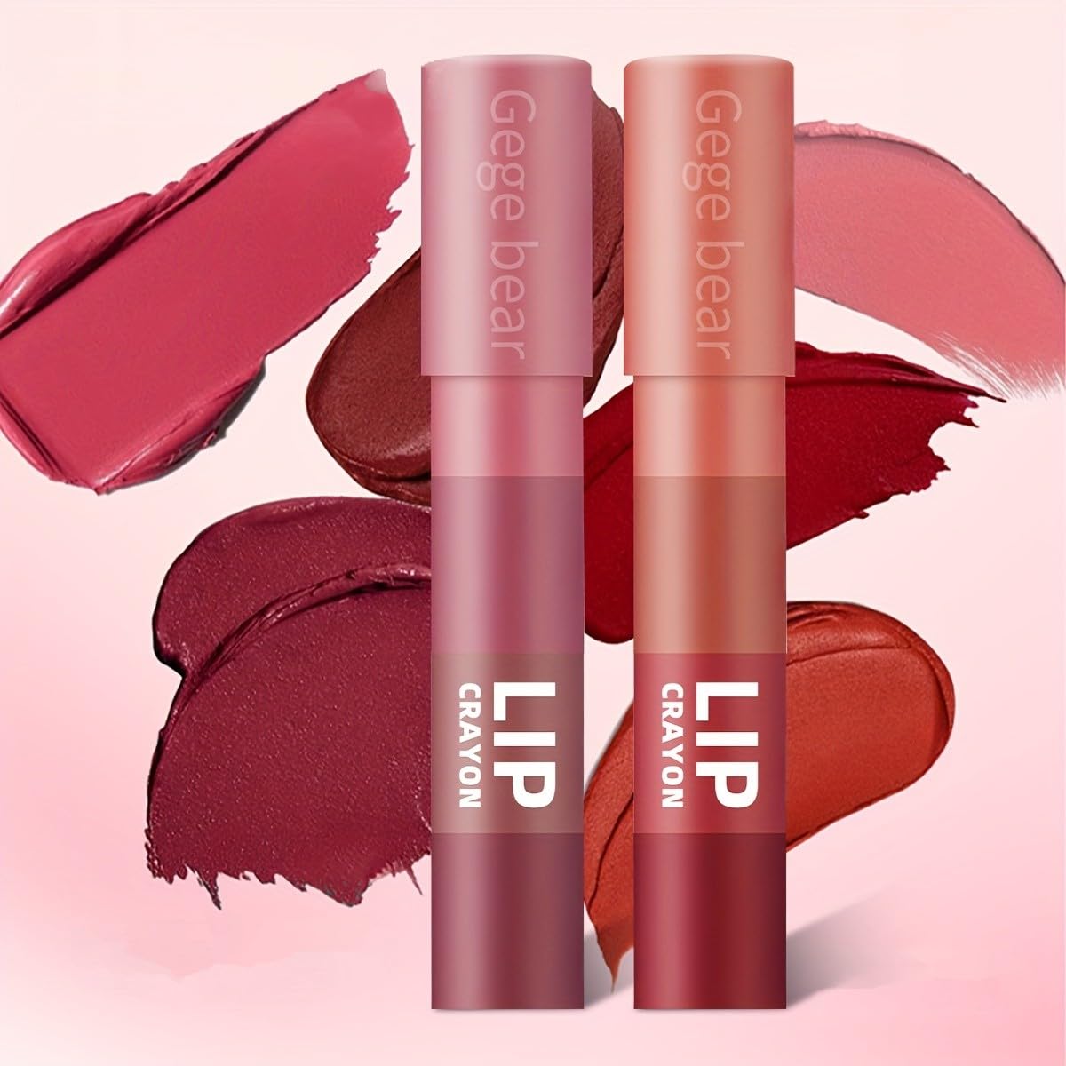 GEGE BEAR L'Amour 4-in-1 Velvet Matte Lipstick Crayon – Compact Design, Vibrant Shades, Long-Lasting & Smooth Application (SET 02, PACK OF 1)