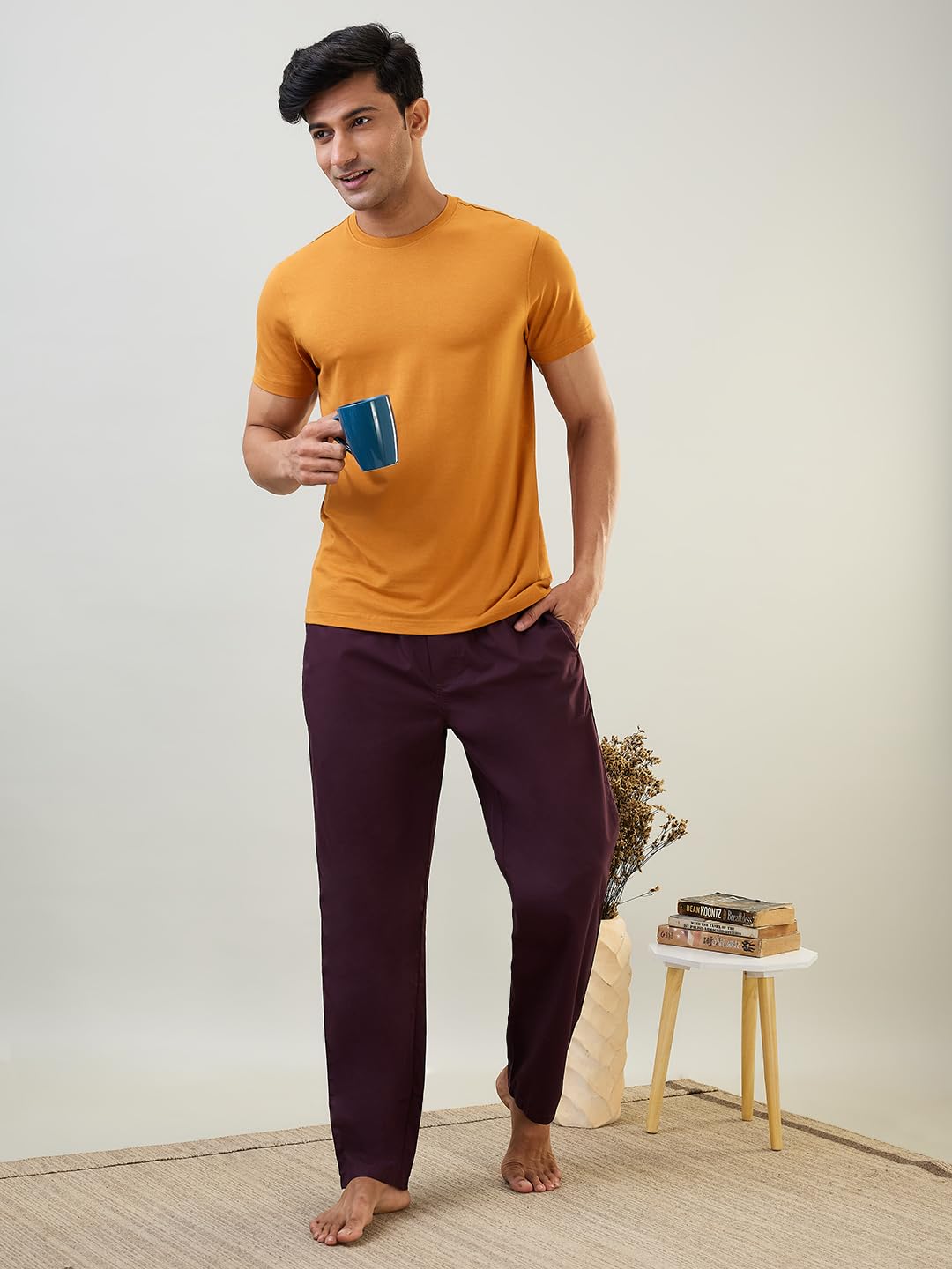 Raymond SleepZ Men Regular Fit Solid Pattern Pure Cotton Pyjama Dark Maroon
