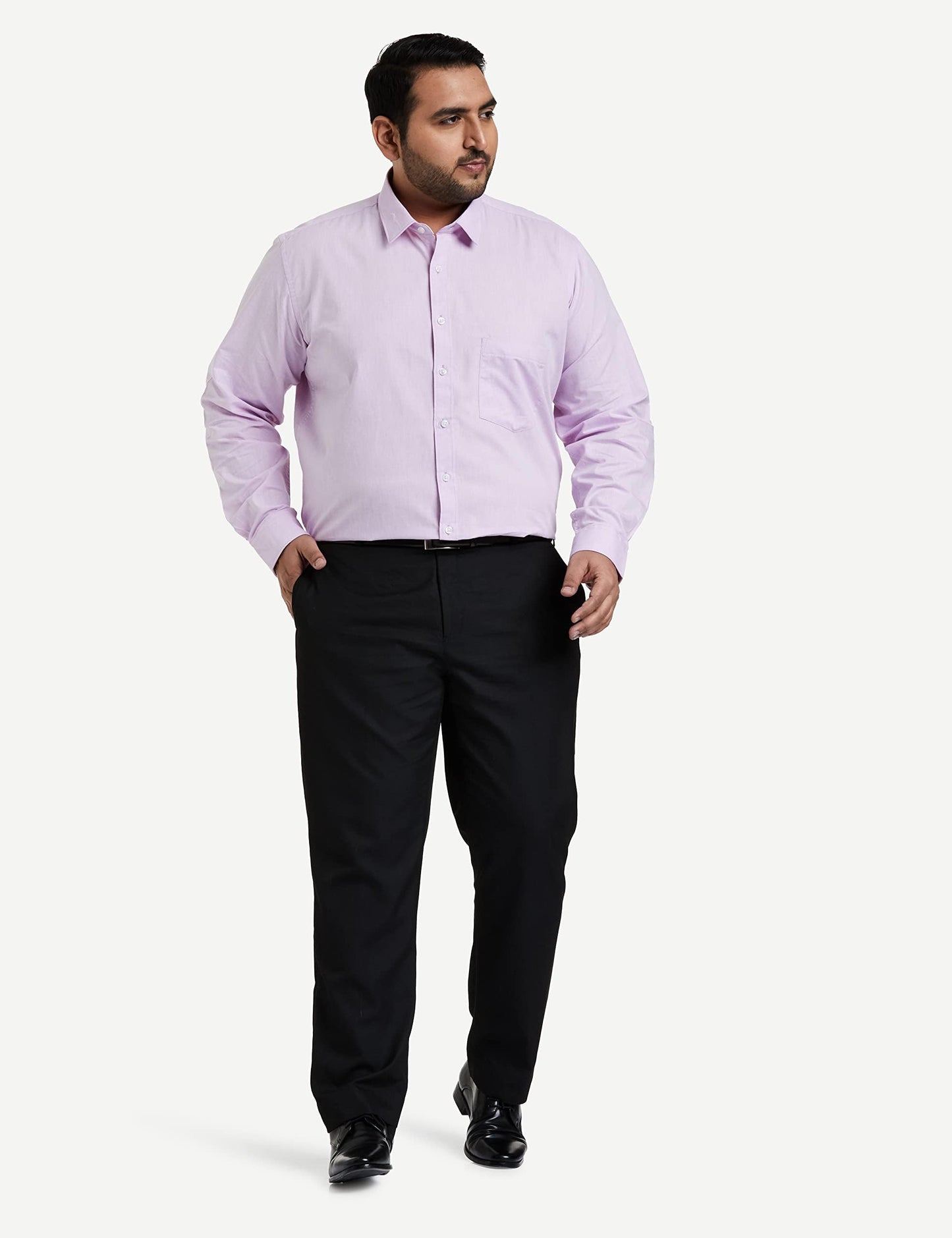 Amazon Brand - Symbol Men's Cotton Rich Formal Shirt | Plain | Full Sleeve - Regular Fit (Available in Plus Size) (Lilac_46)